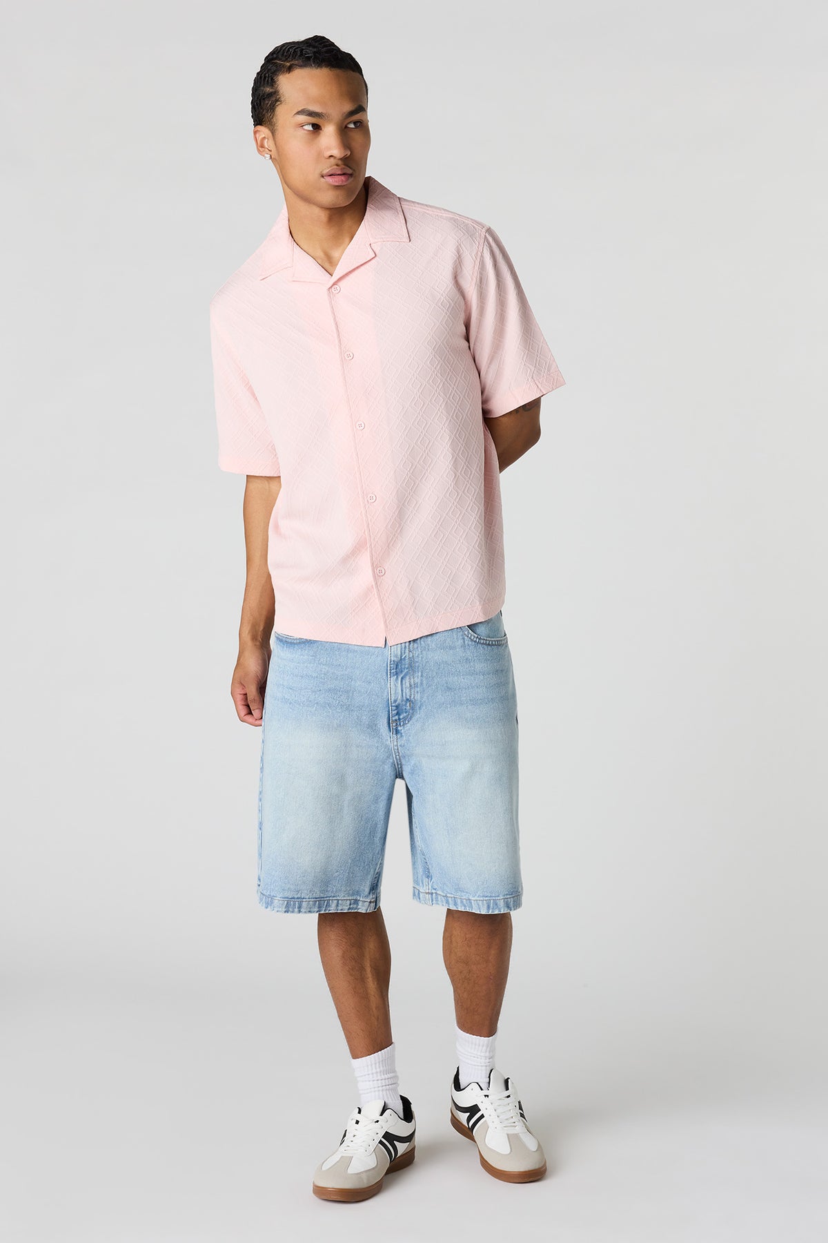 Alt View 3. Button-Up Collared Knit Top - Pink