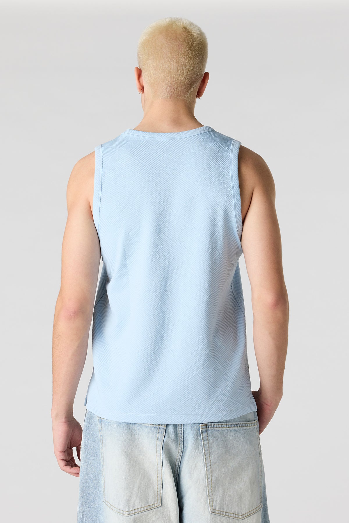 Alt View 2. Textured Tank - Light Blue
