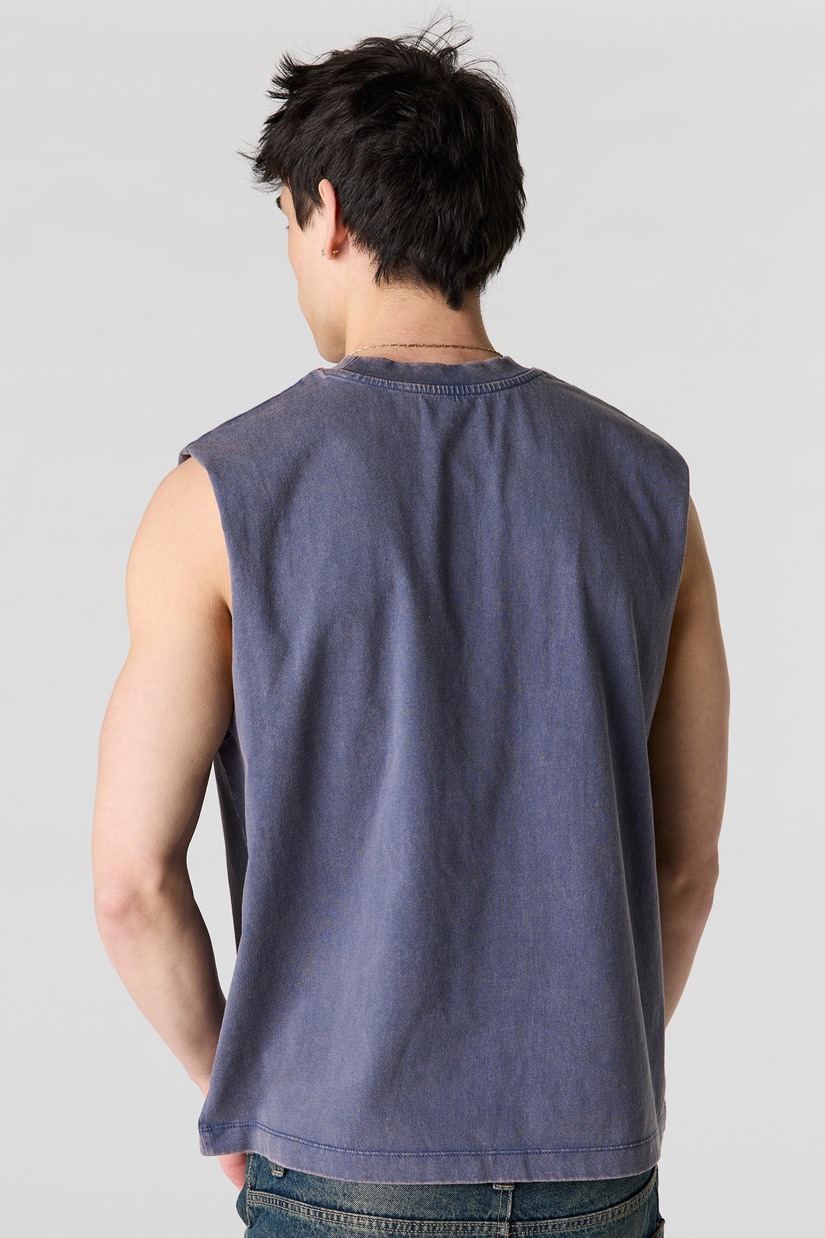 Alt View 2. Premium Heavyweight Cotton Graphic Muscle Tank - Navy