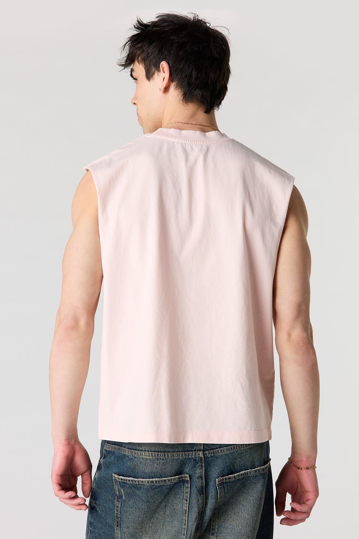 Alt View 2. Premium Heavyweight Cotton Graphic Muscle Tank - Light Pink