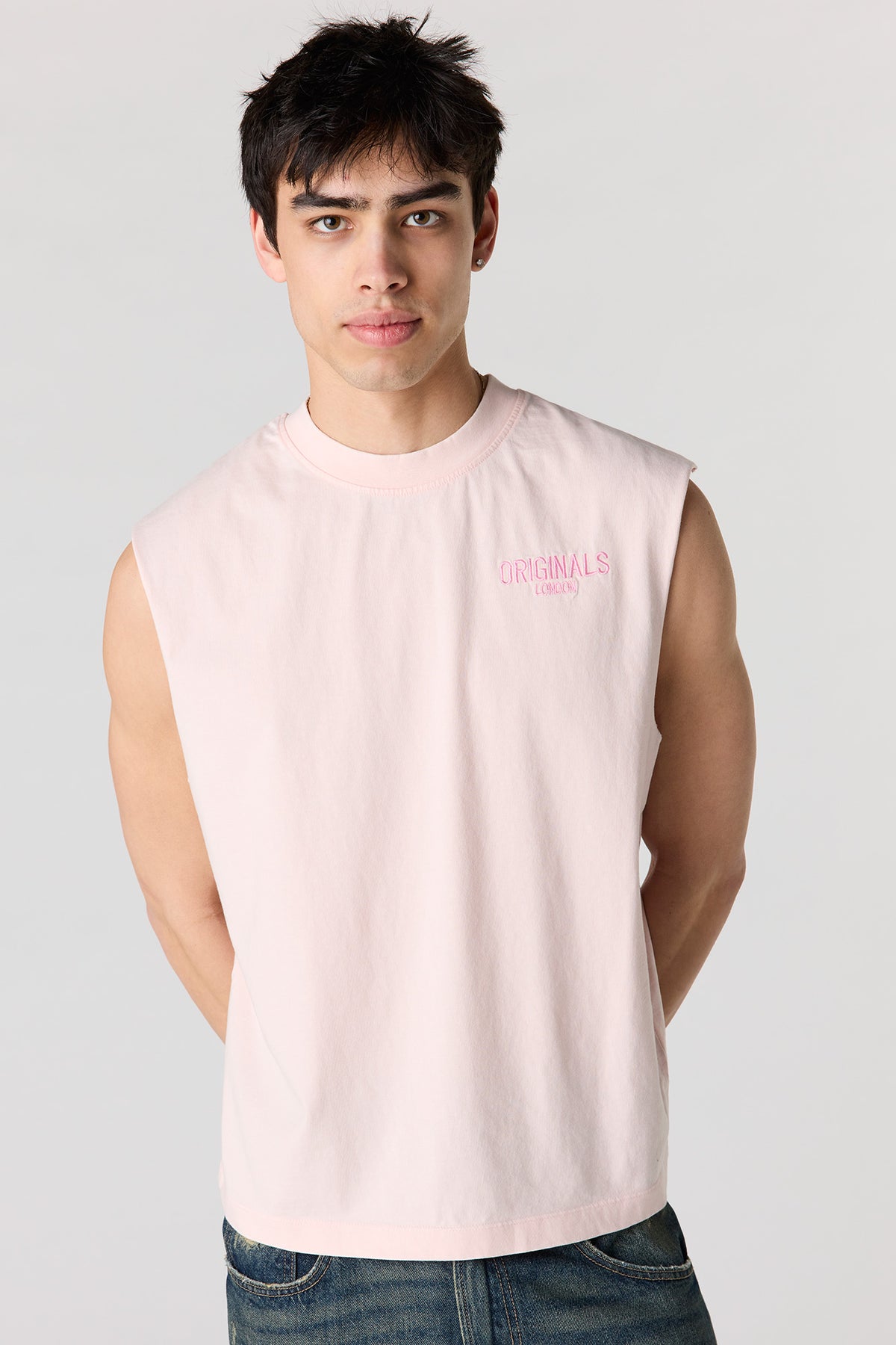 Premium Heavyweight Cotton Graphic Muscle Tank - Light Pink