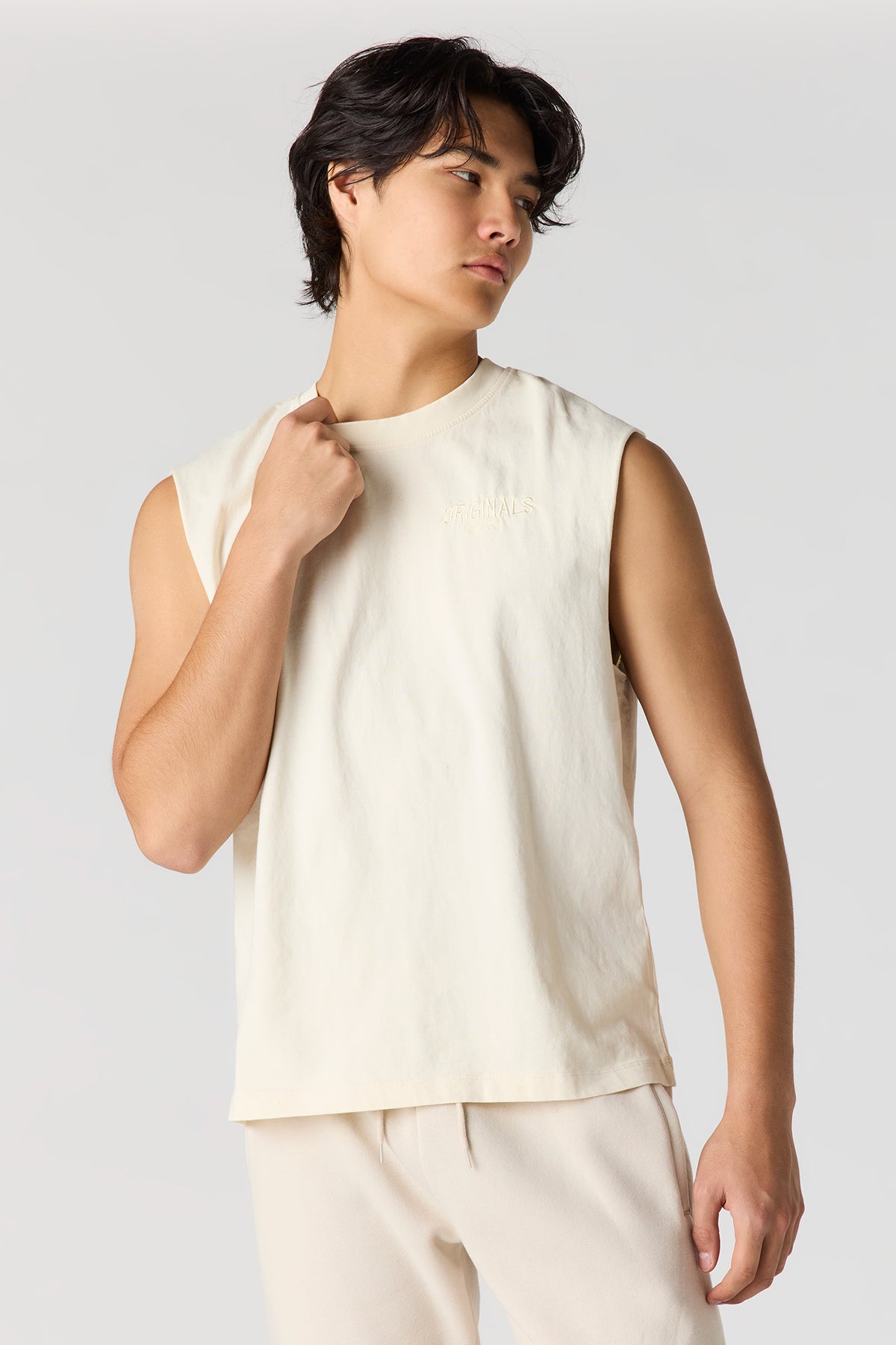 Premium Heavyweight Cotton Graphic Muscle Tank - Off White