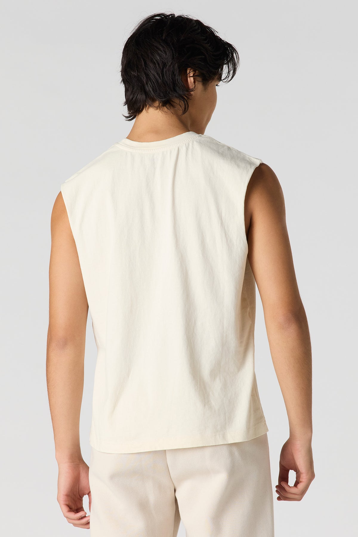 Alt View 2. Premium Heavyweight Cotton Graphic Muscle Tank - Off White