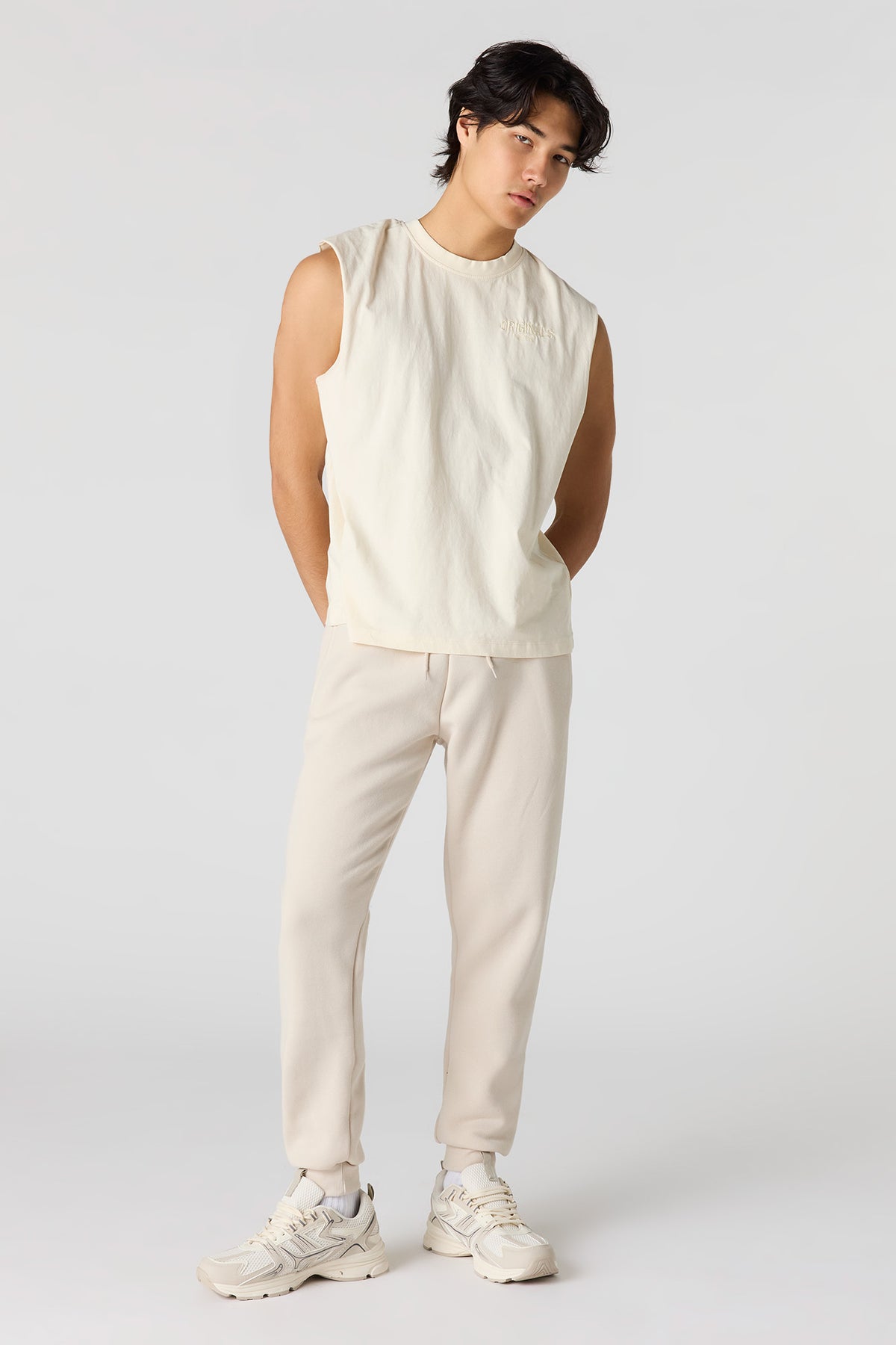 Alt View 3. Premium Heavyweight Cotton Graphic Muscle Tank - Off White