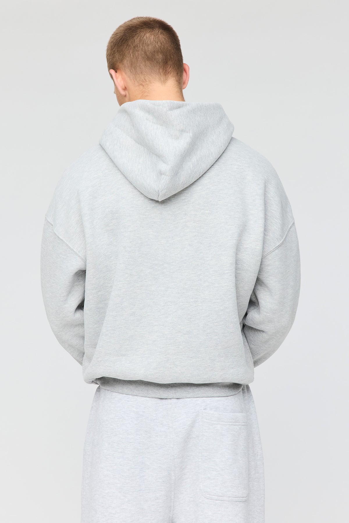 Alt View 2. Premium Heavyweight Fleece Hoodie - Heather Grey