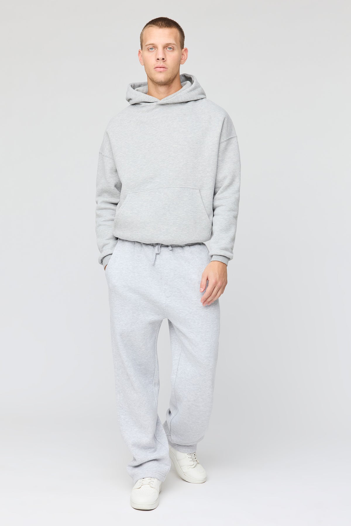 Alt View 3. Premium Heavyweight Fleece Hoodie - Heather Grey