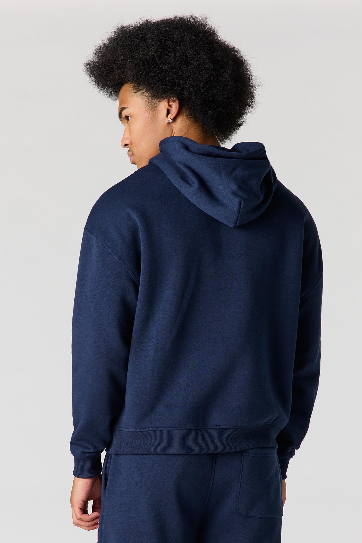 Alt View 2. Graphic Boxy Fleece Hoodie - Navy