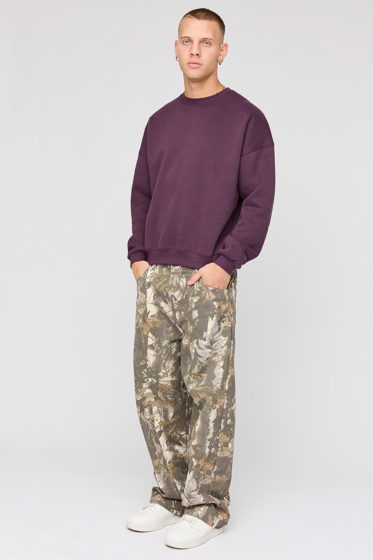 Alt View 3. Premium Heavyweight Fleece Sweatshirt - Plum
