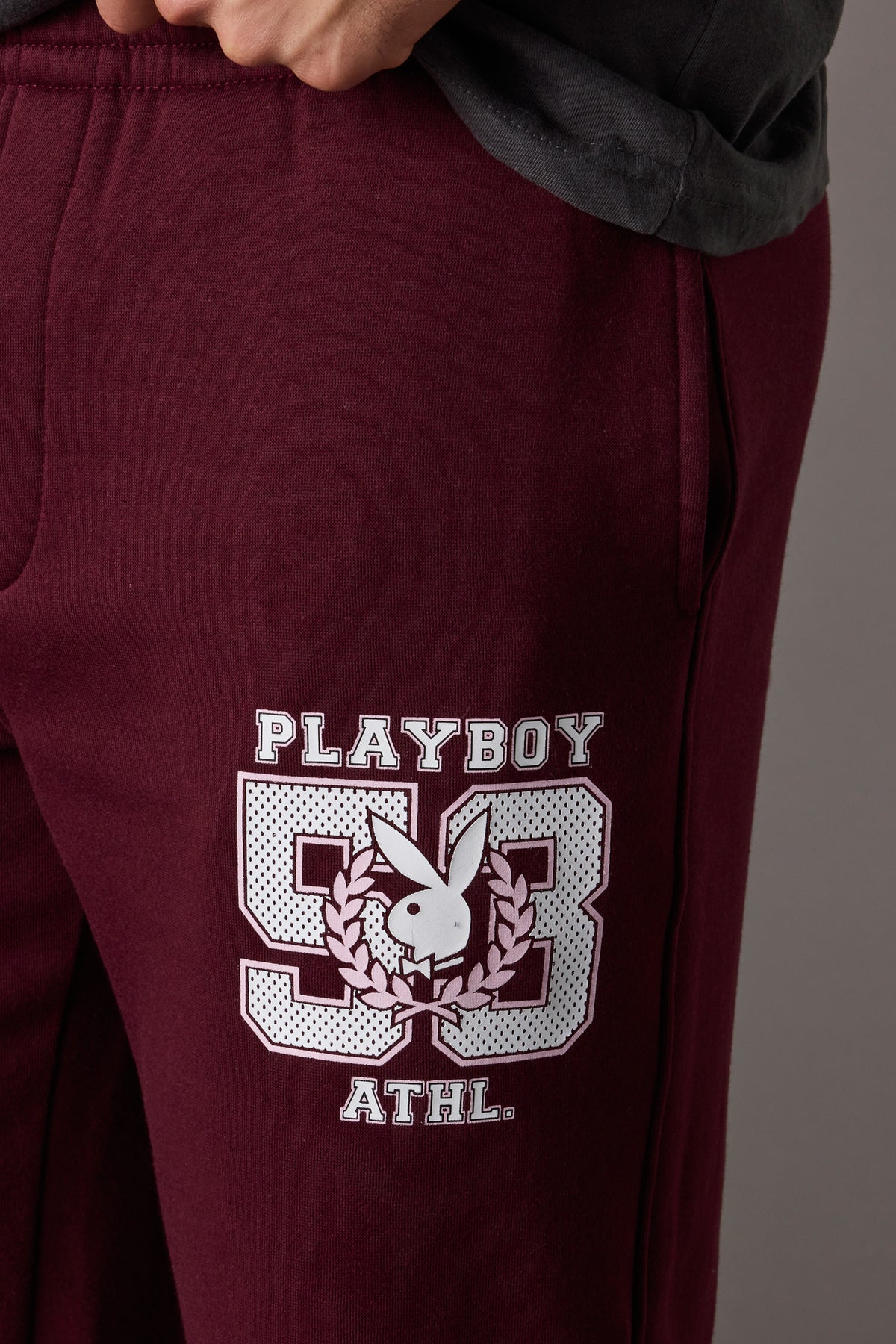 Alt View 4. Playboy Graphic Fleece Baggy Sweatpant - Burgundy