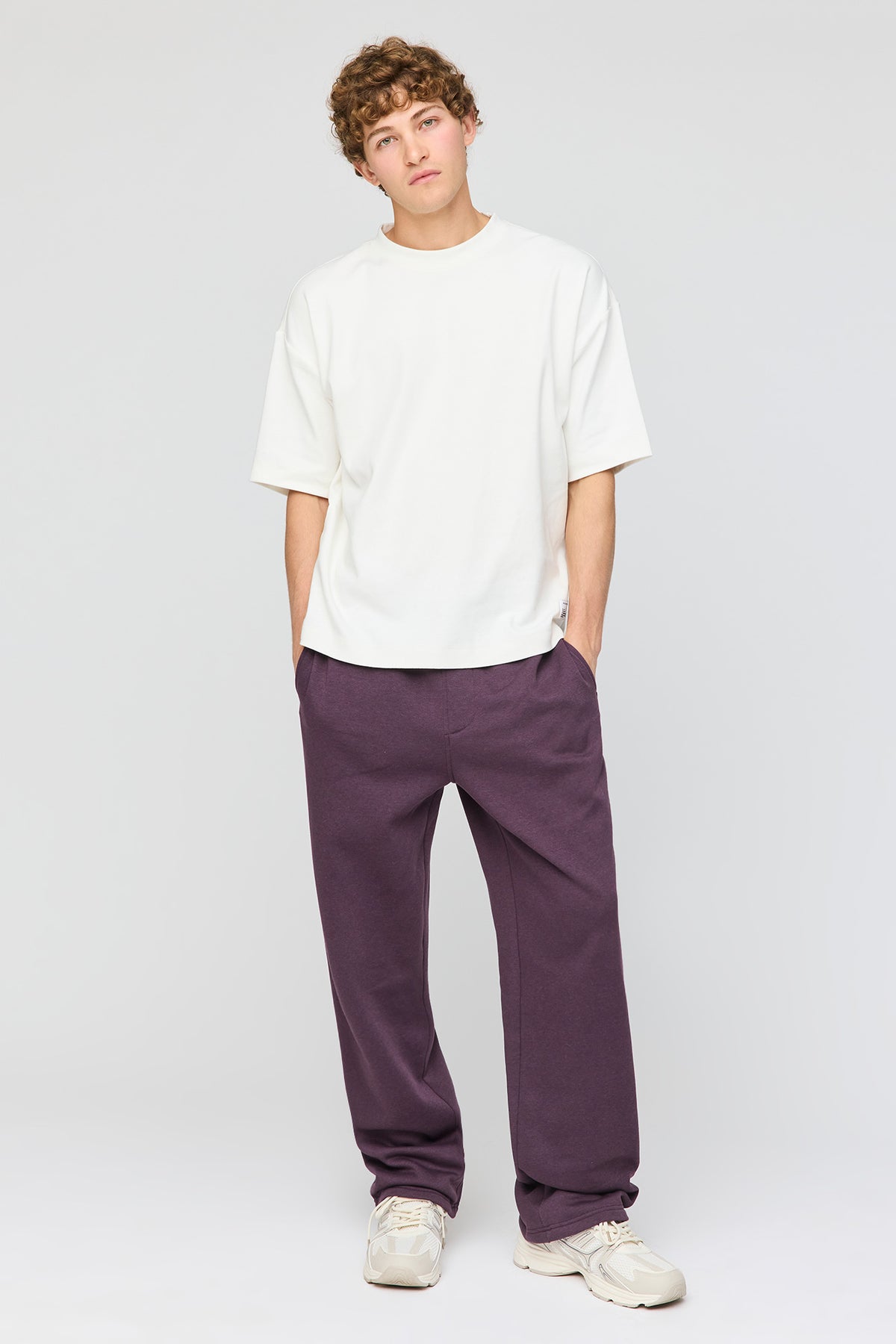 Alt View 2. Straight Leg Fleece Sweatpant - Plum