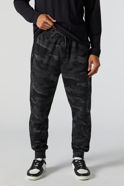 High-Waist Pink Camouflage Jogger Pants with Zipper Details 