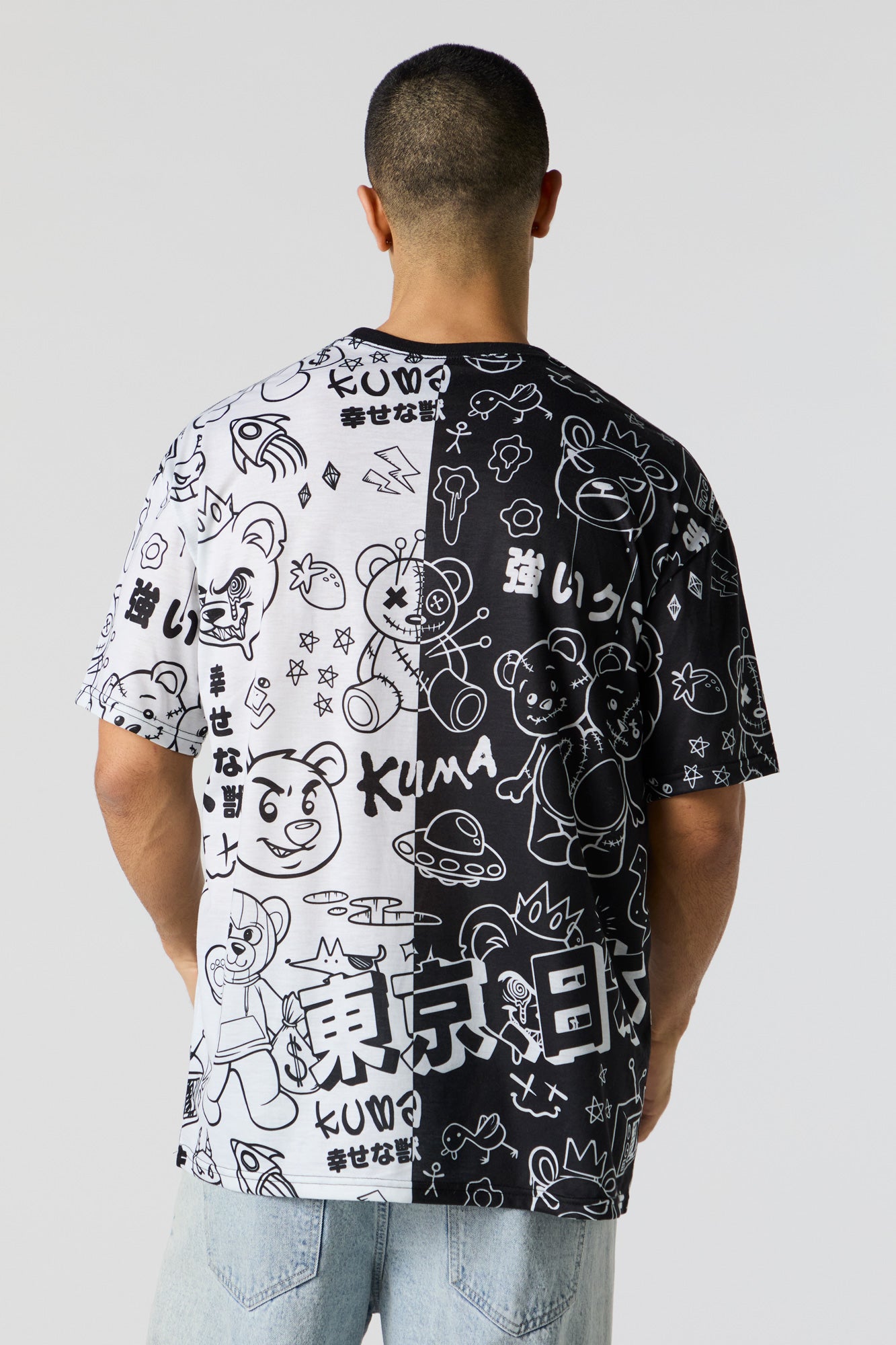 Colourblock Graffiti Print T-Shirt