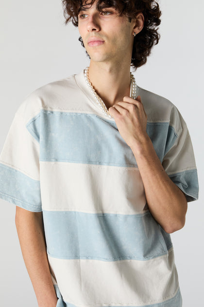 Textured Striped Relaxed T-Shirt