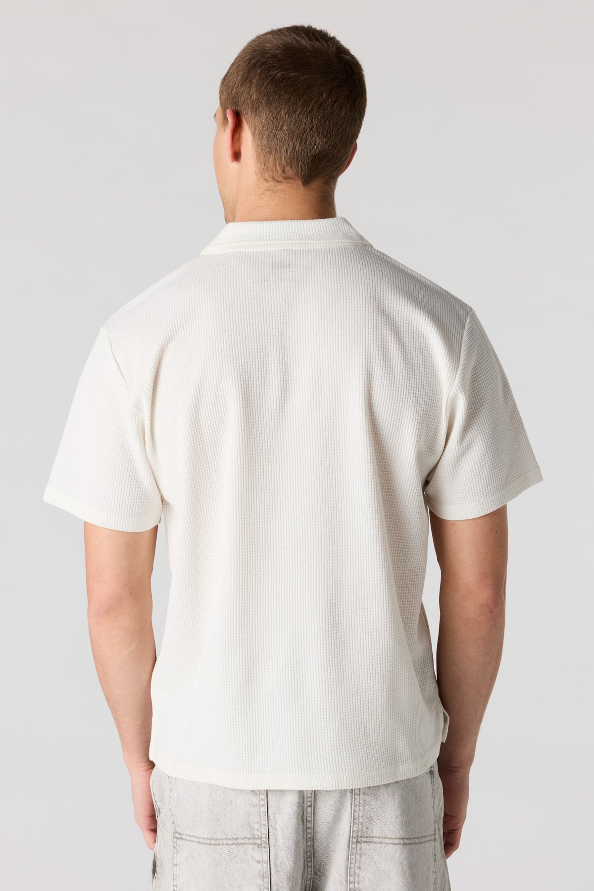 Alt View 2. Embroidered Waffle Knit Polo - Off White