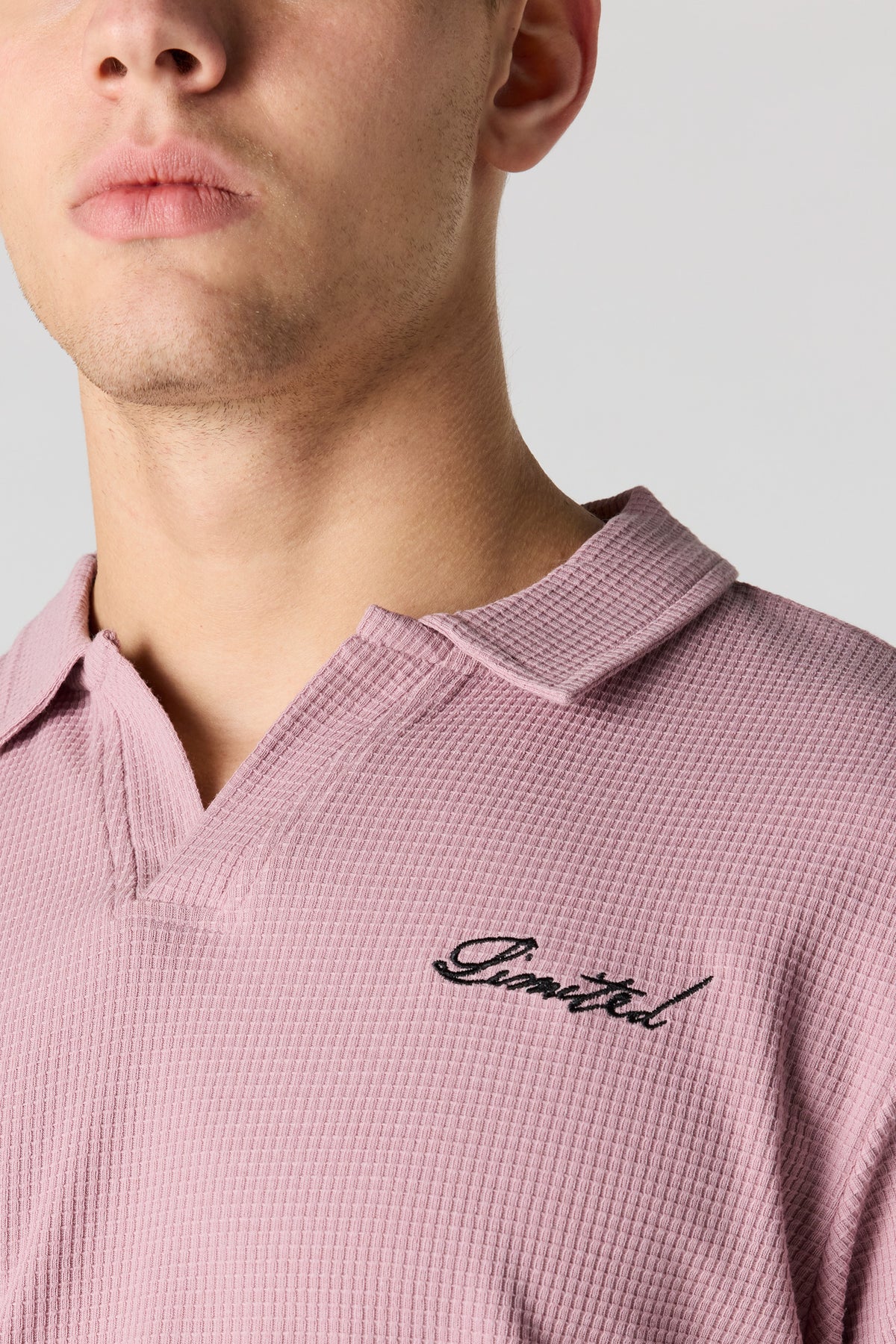 Alt View 4. Embroidered Waffle Knit Polo - Pink