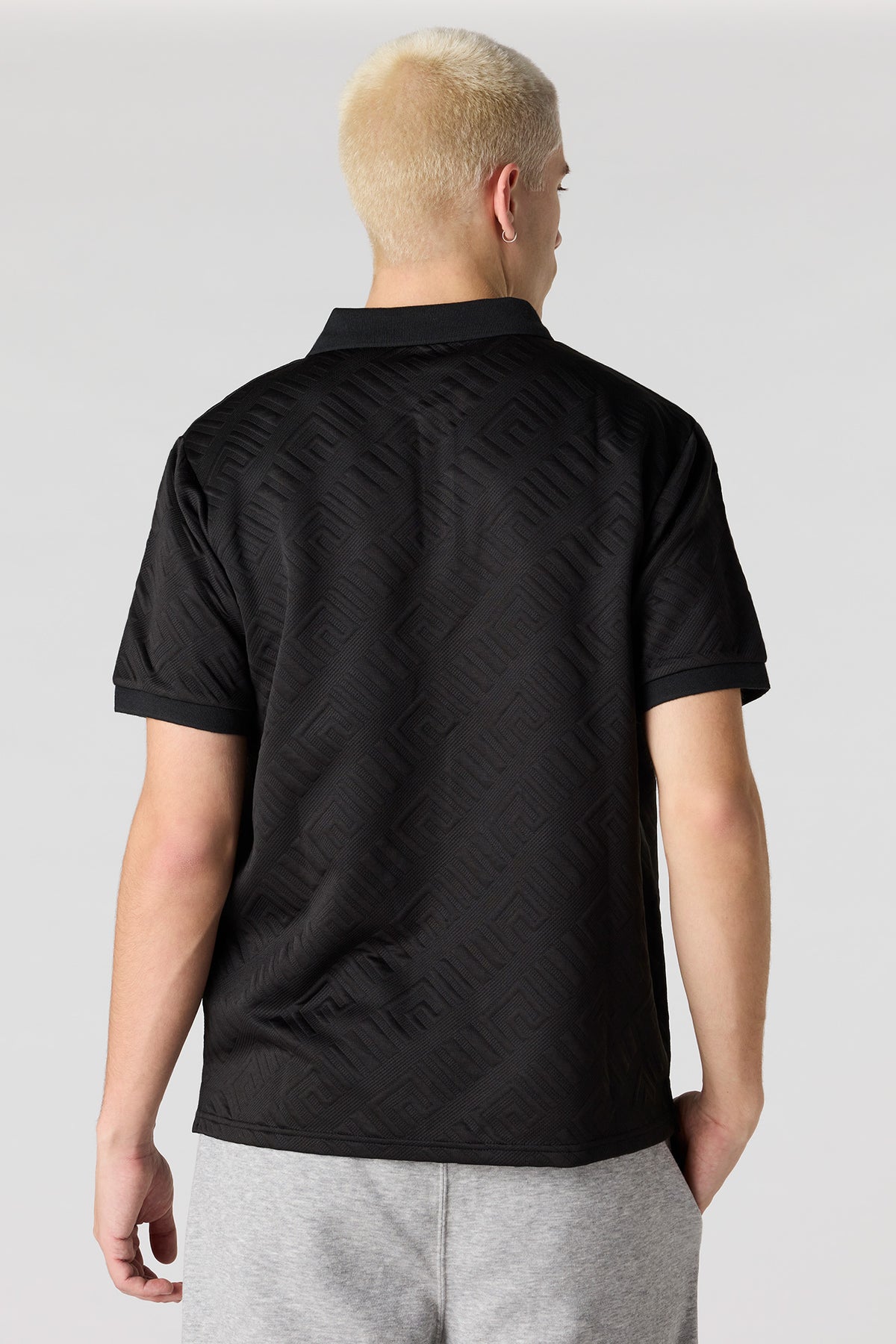 Alt View 2. Textured Polo - Black