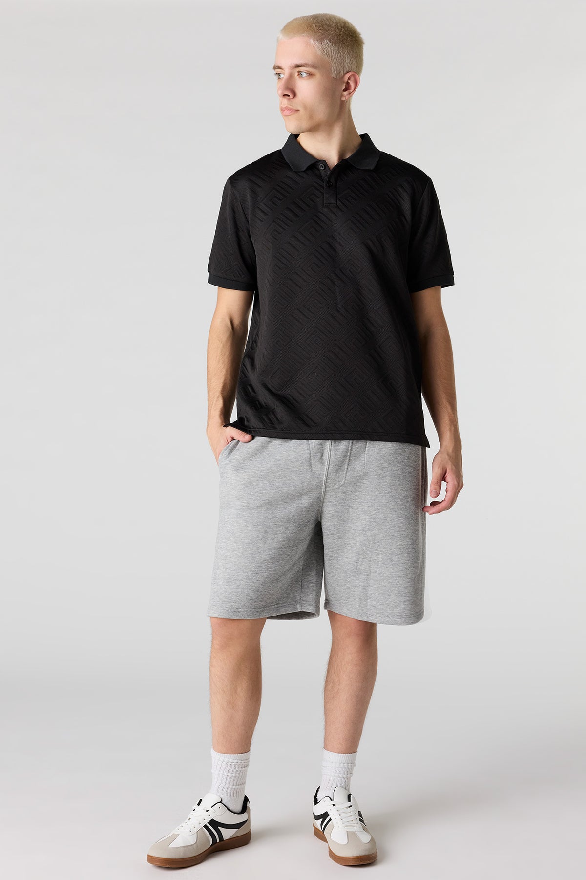 Alt View 3. Textured Polo - Black