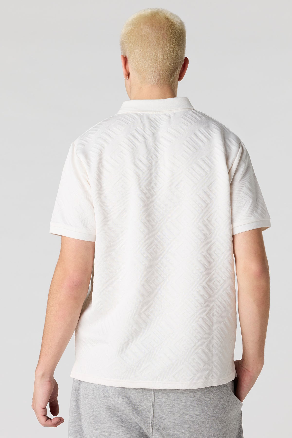Alt View 2. Textured Polo - Off White