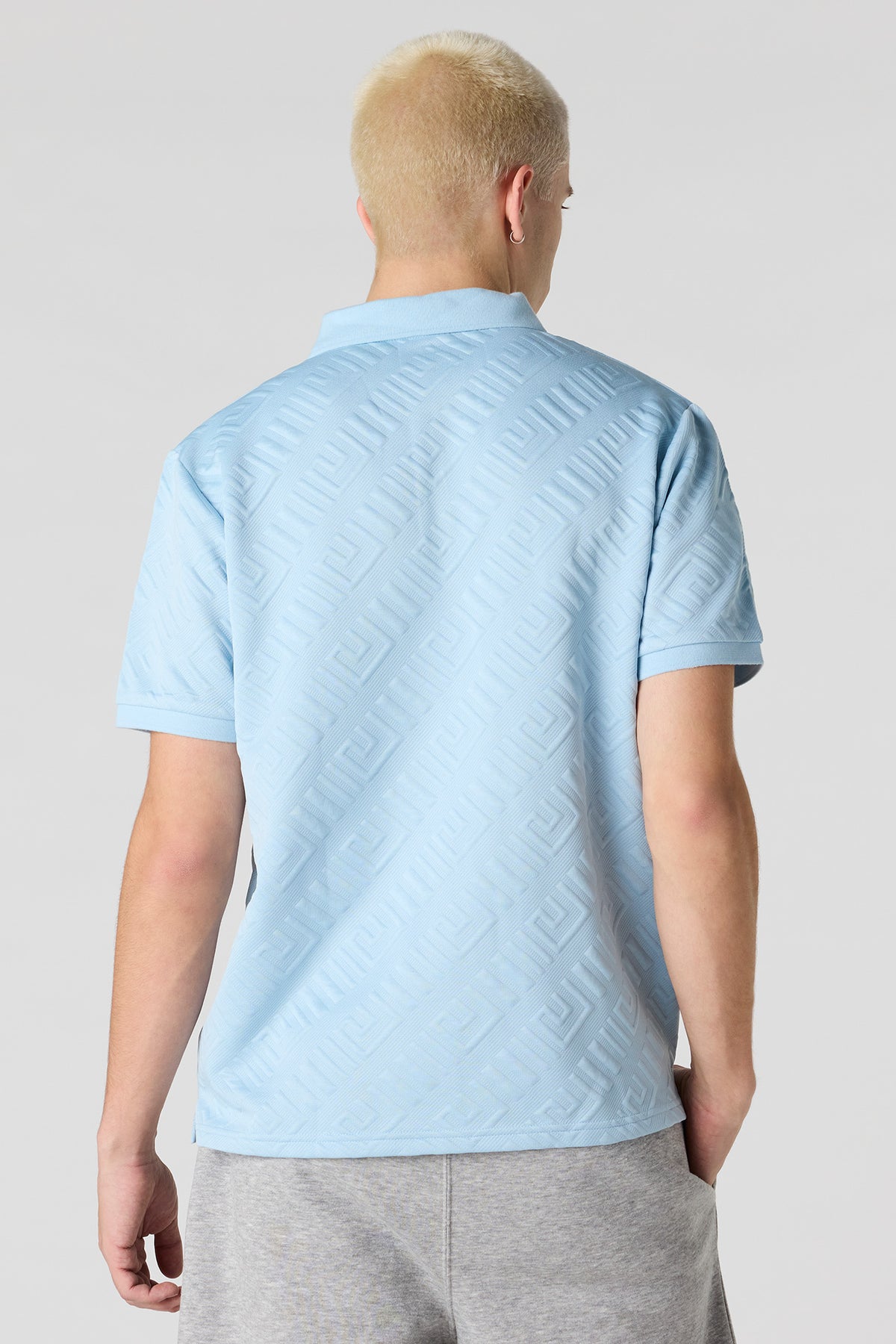 Alt View 2. Textured Polo - Light Blue