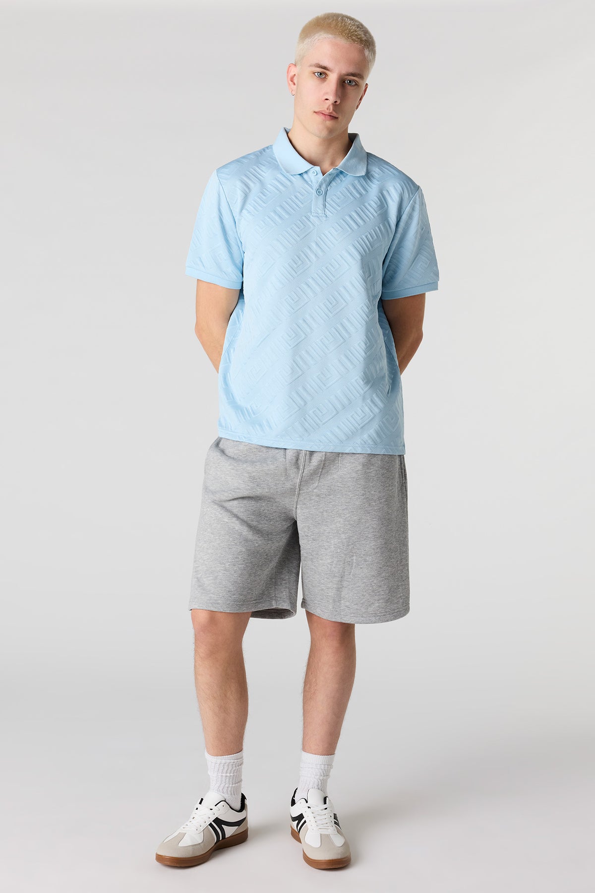 Alt View 3. Textured Polo - Light Blue