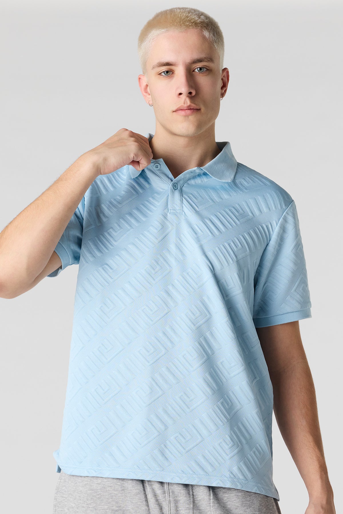 Textured Polo - Light Blue