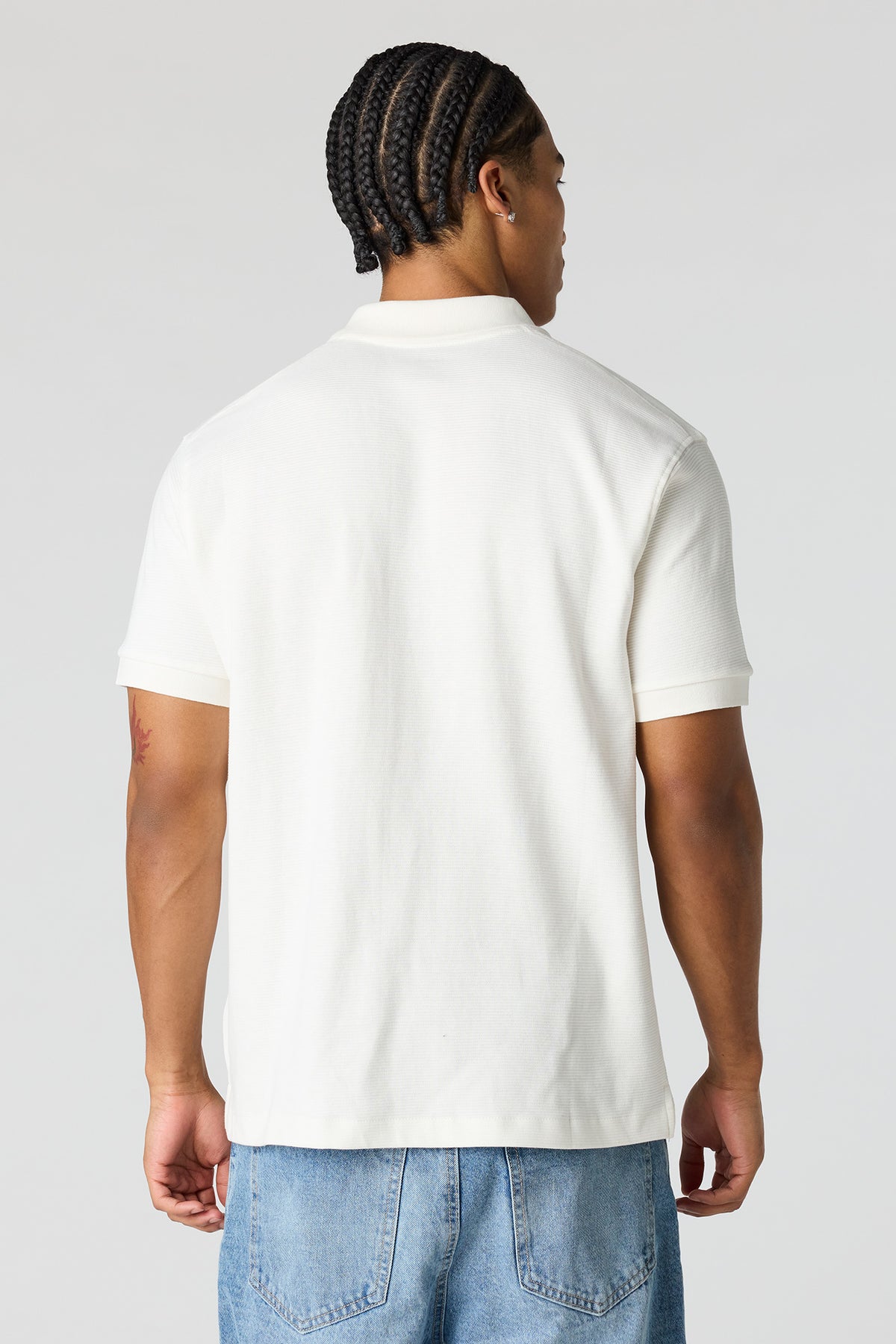 Alt View 2. Embroidered Ribbed Polo - Off White