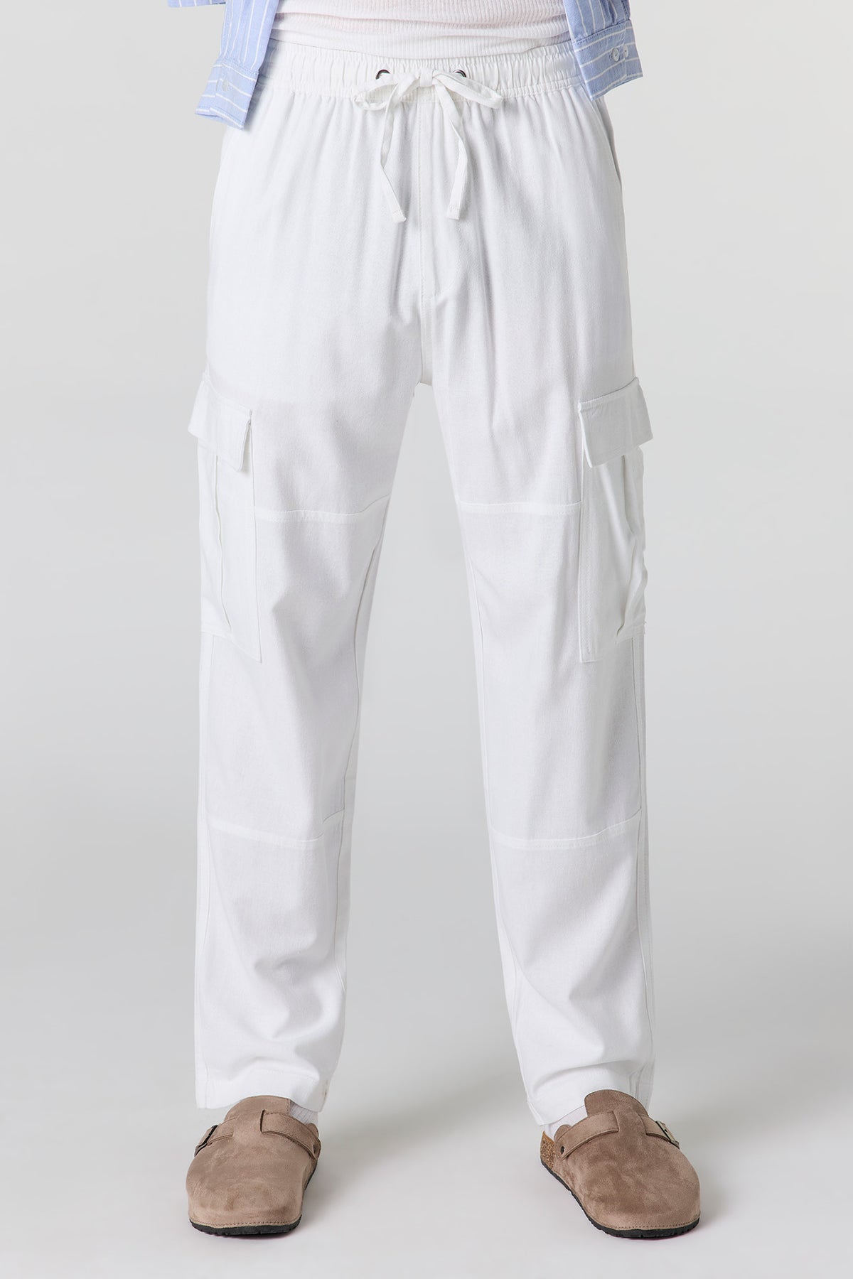 Jogger cargo baggy en mélange de lin