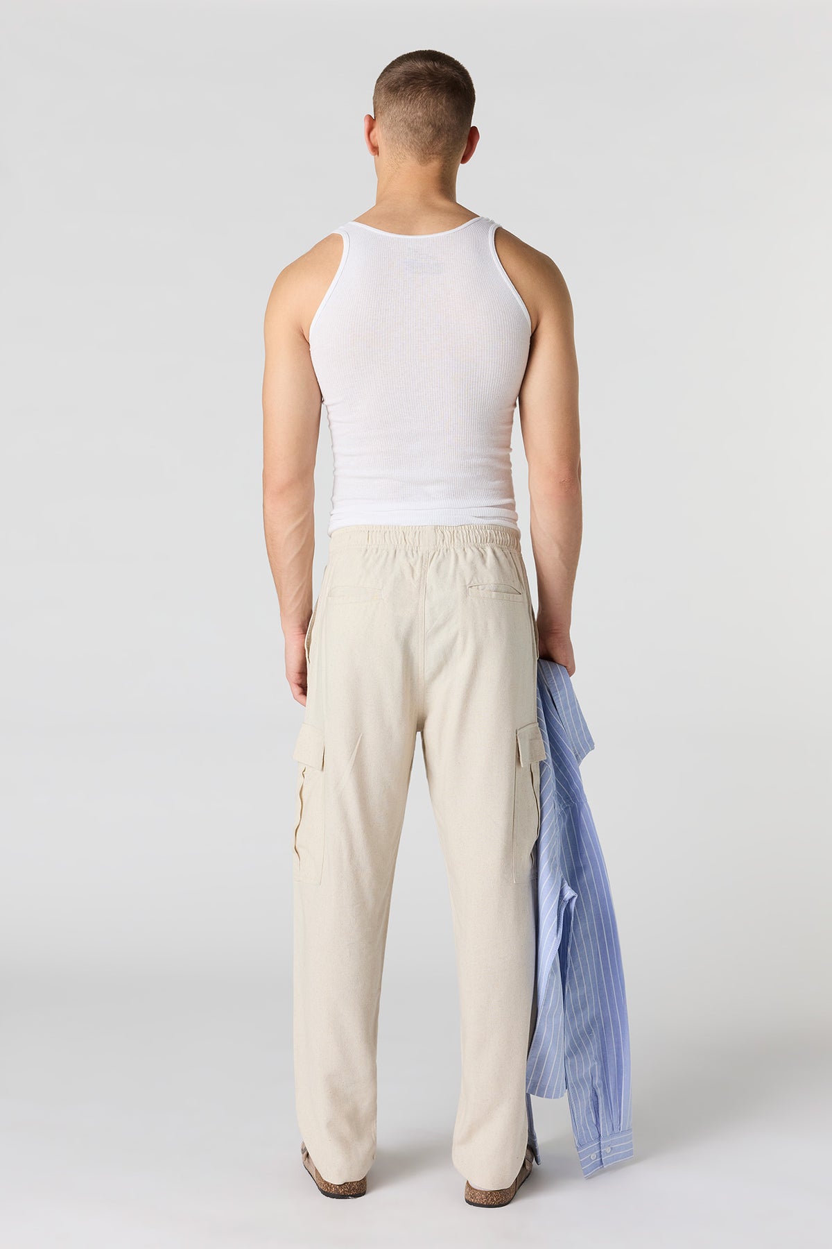 Alt View 3. Linen-Blend Baggy Cargo Jogger - Sand
