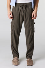 Linen-Blend Baggy Cargo Jogger