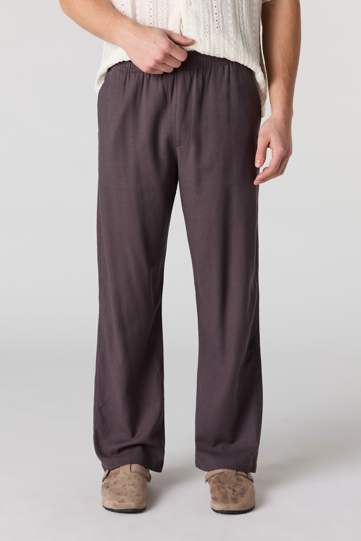 Linen-Blend Baggy Pant - Dark Grey