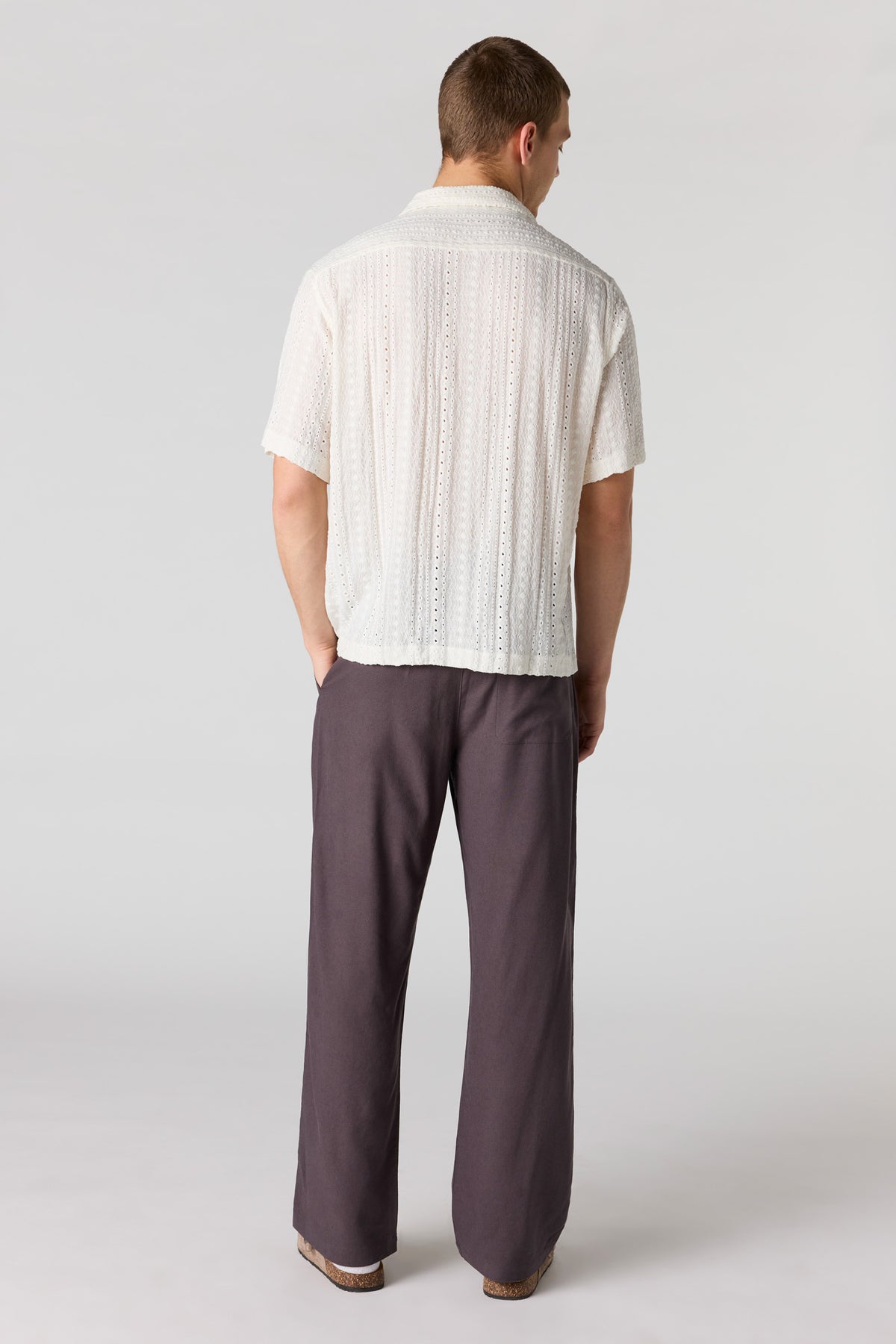 Alt View 3. Linen-Blend Baggy Pant - Dark Grey
