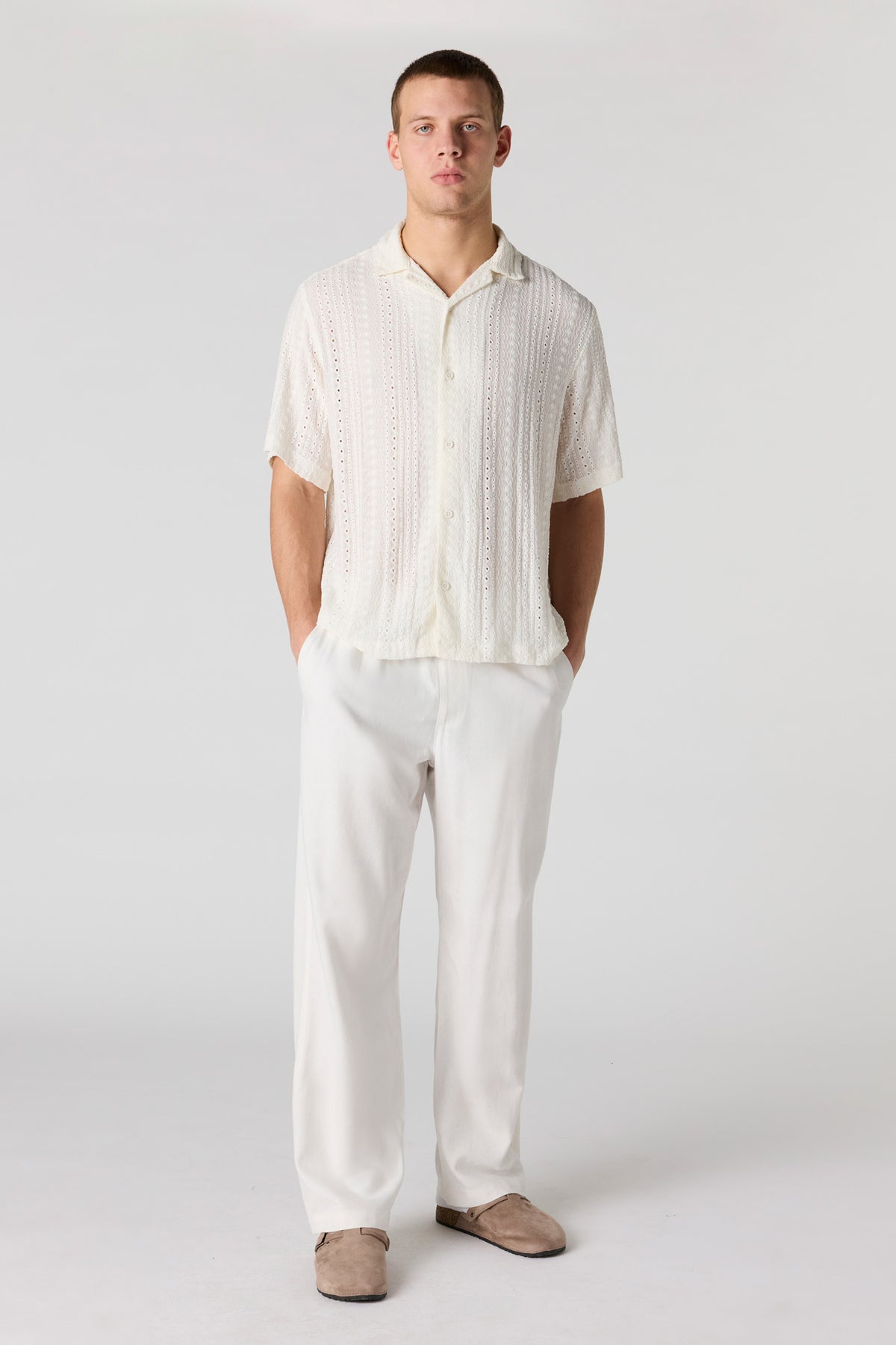 Alt View 2. Linen-Blend Baggy Pant - White