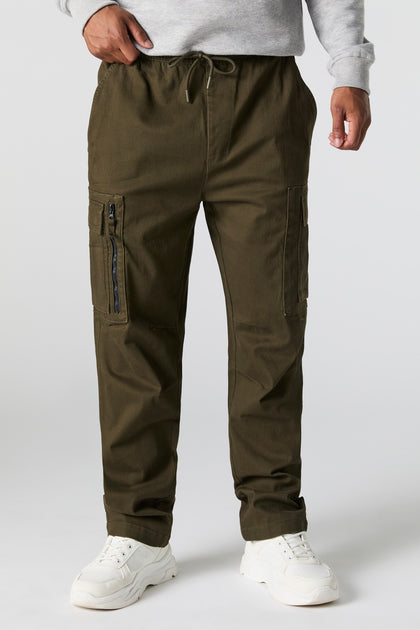 Pantalon cargo à taille coulissante avec glissière et poche