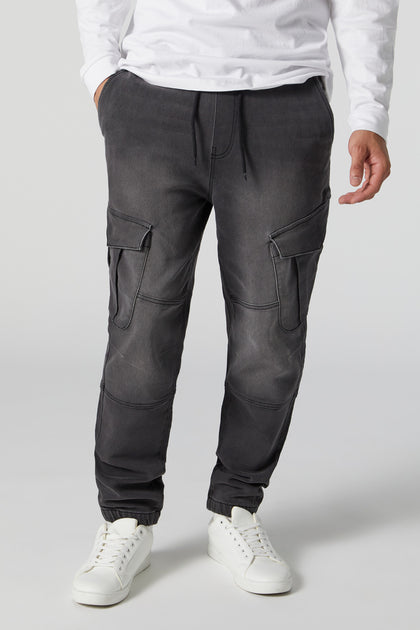 Mens denim cargo online joggers