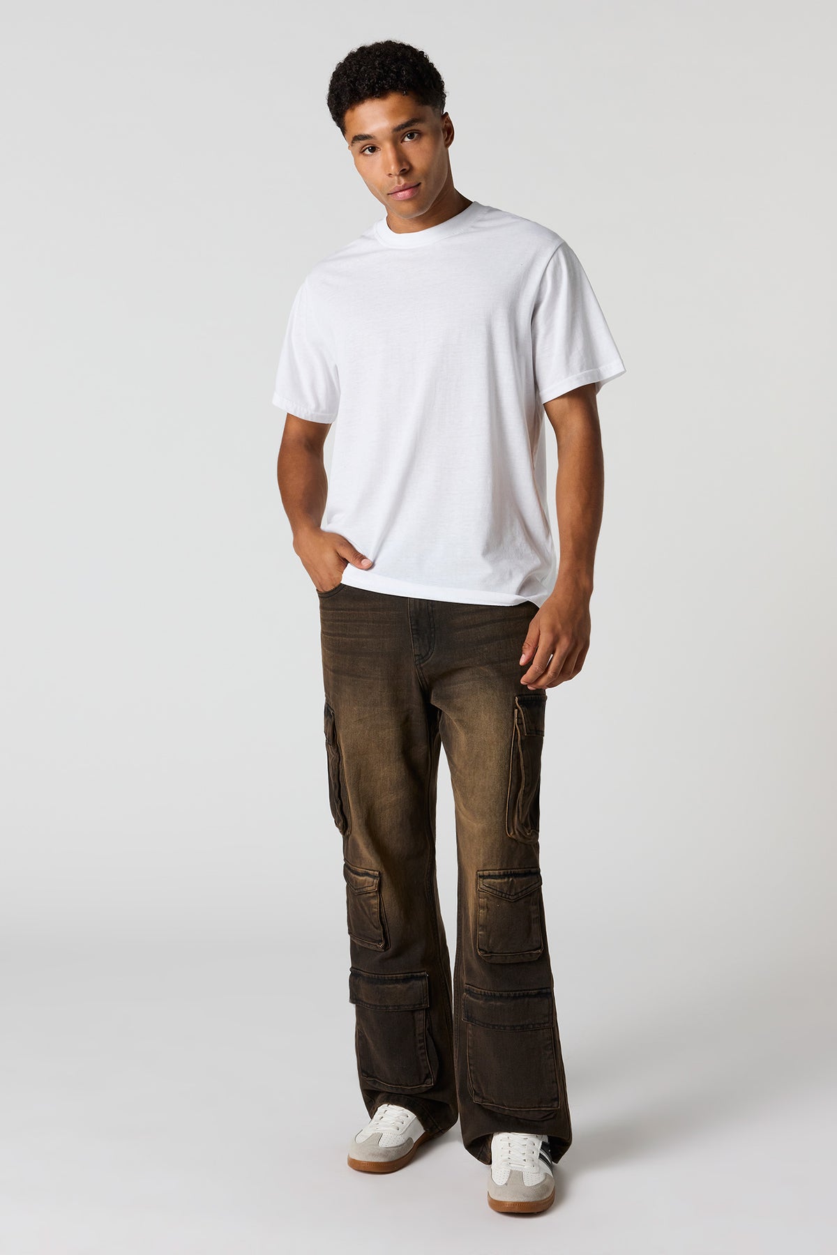 Alt View 2. Baggy Multi Pocket Cargo Jean - Dark Brown