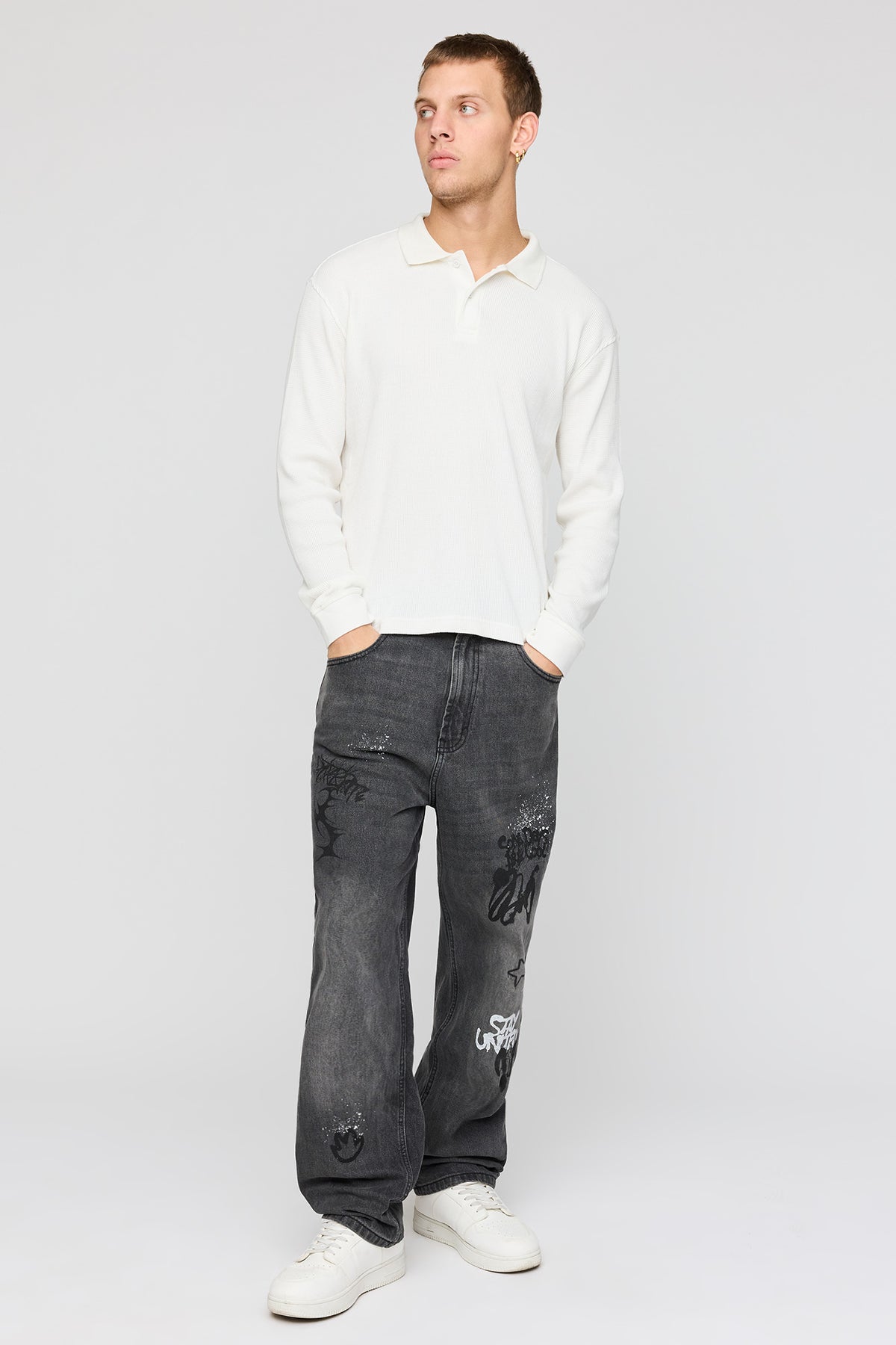 Alt View 2. Baggy Graffiti Jean - Black
