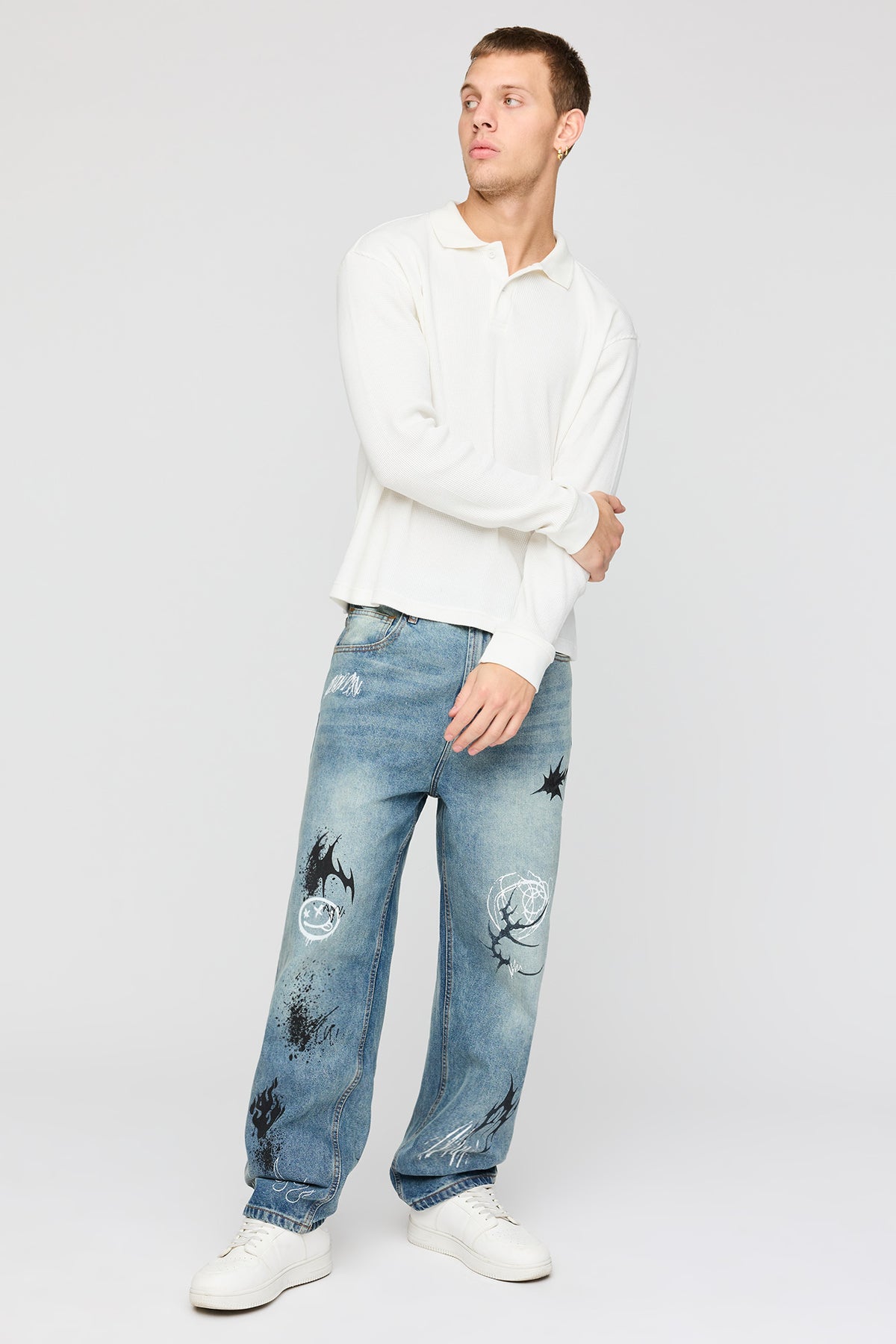 Alt View 2. Baggy Graffiti Jean - Medium Blue