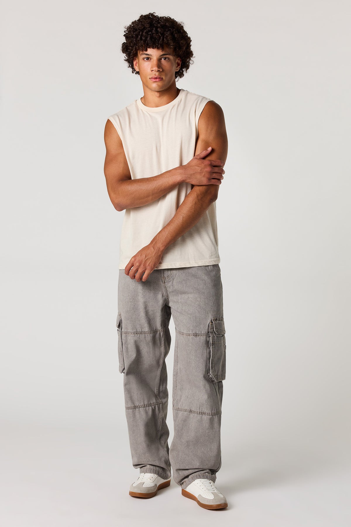 Alt View 2. Cargo Skater Jean - Light Grey