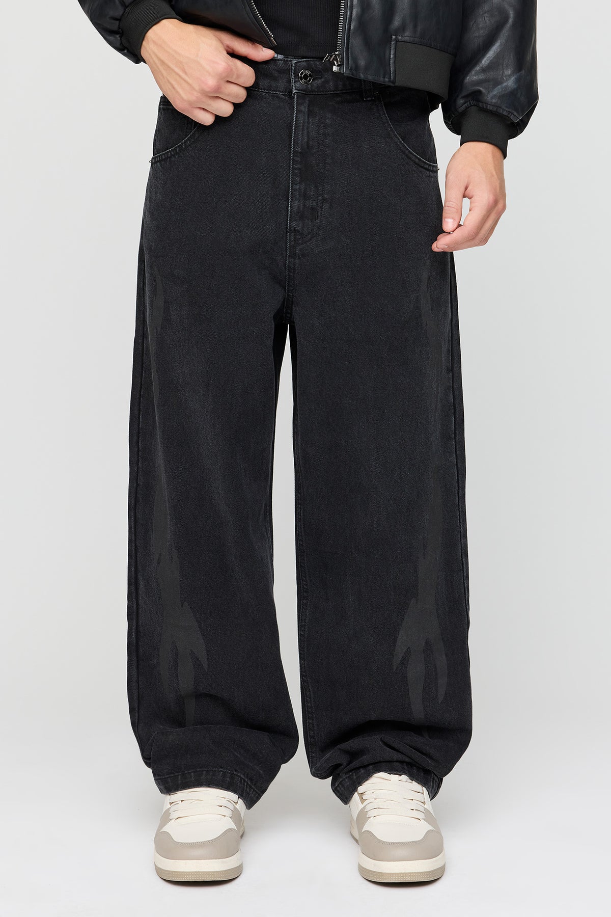 Jean super baggy à imprimé Flamme