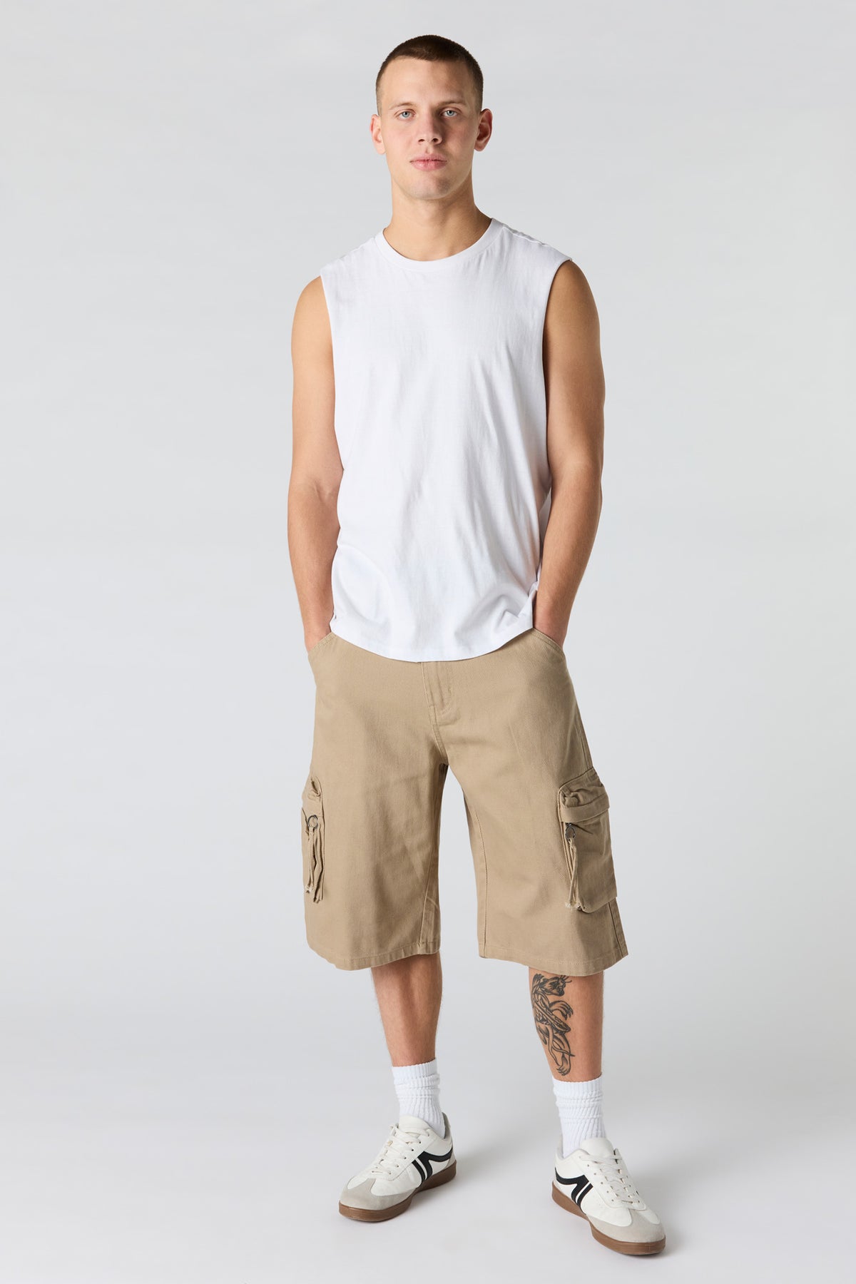 Alt View 2. Denim Cargo Short - Sand