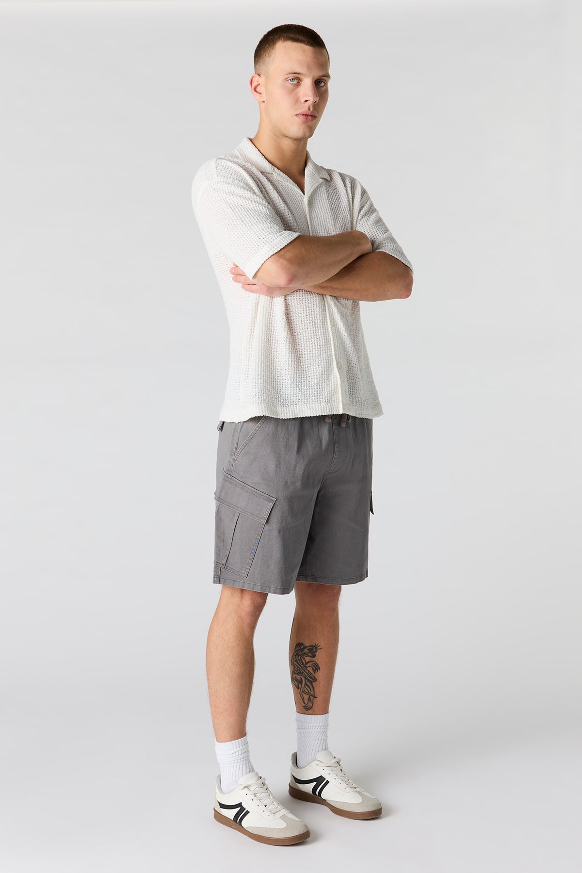 Alt View 2. Drawstring Cargo Short - Heather Grey