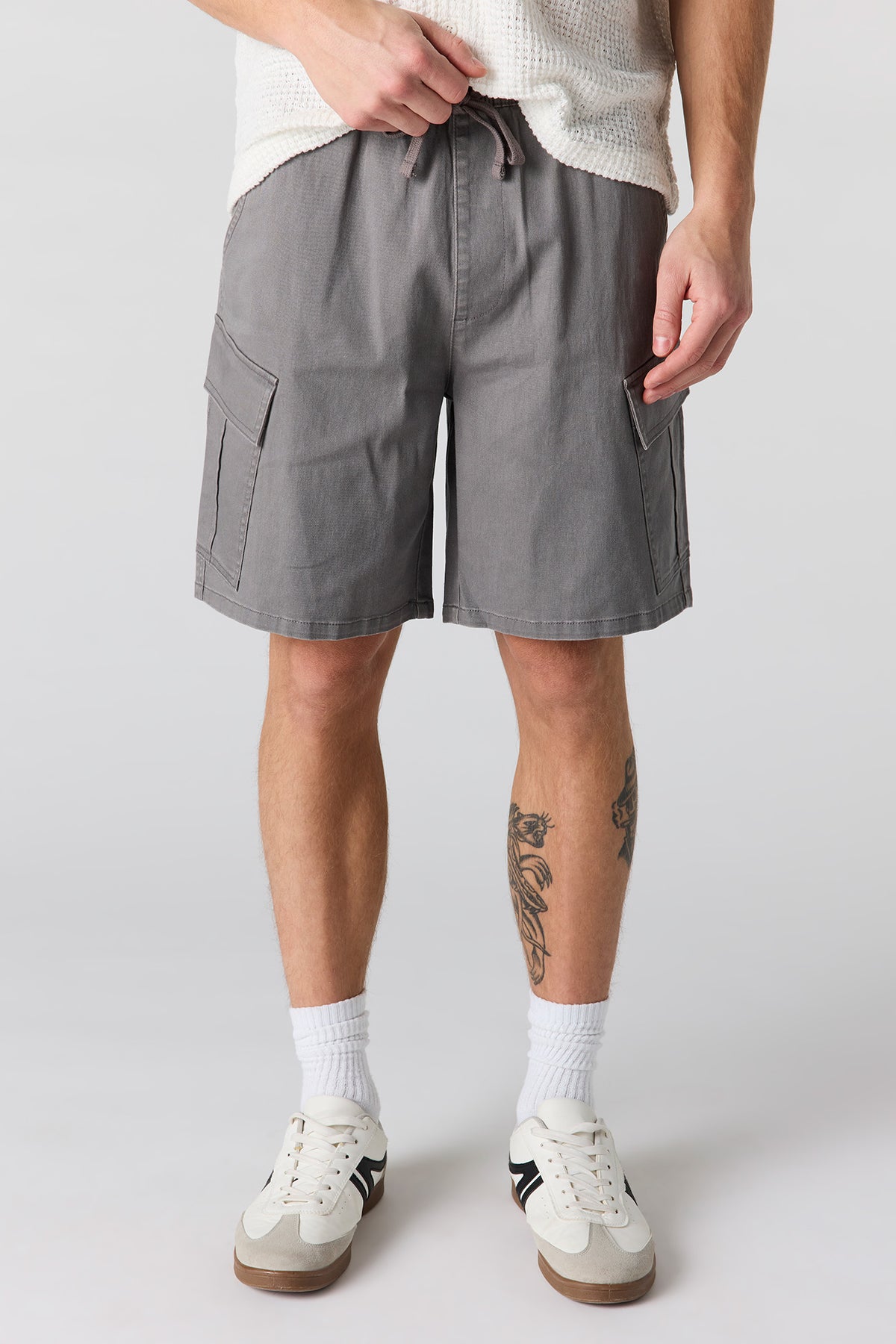 Drawstring Cargo Short - Heather Grey