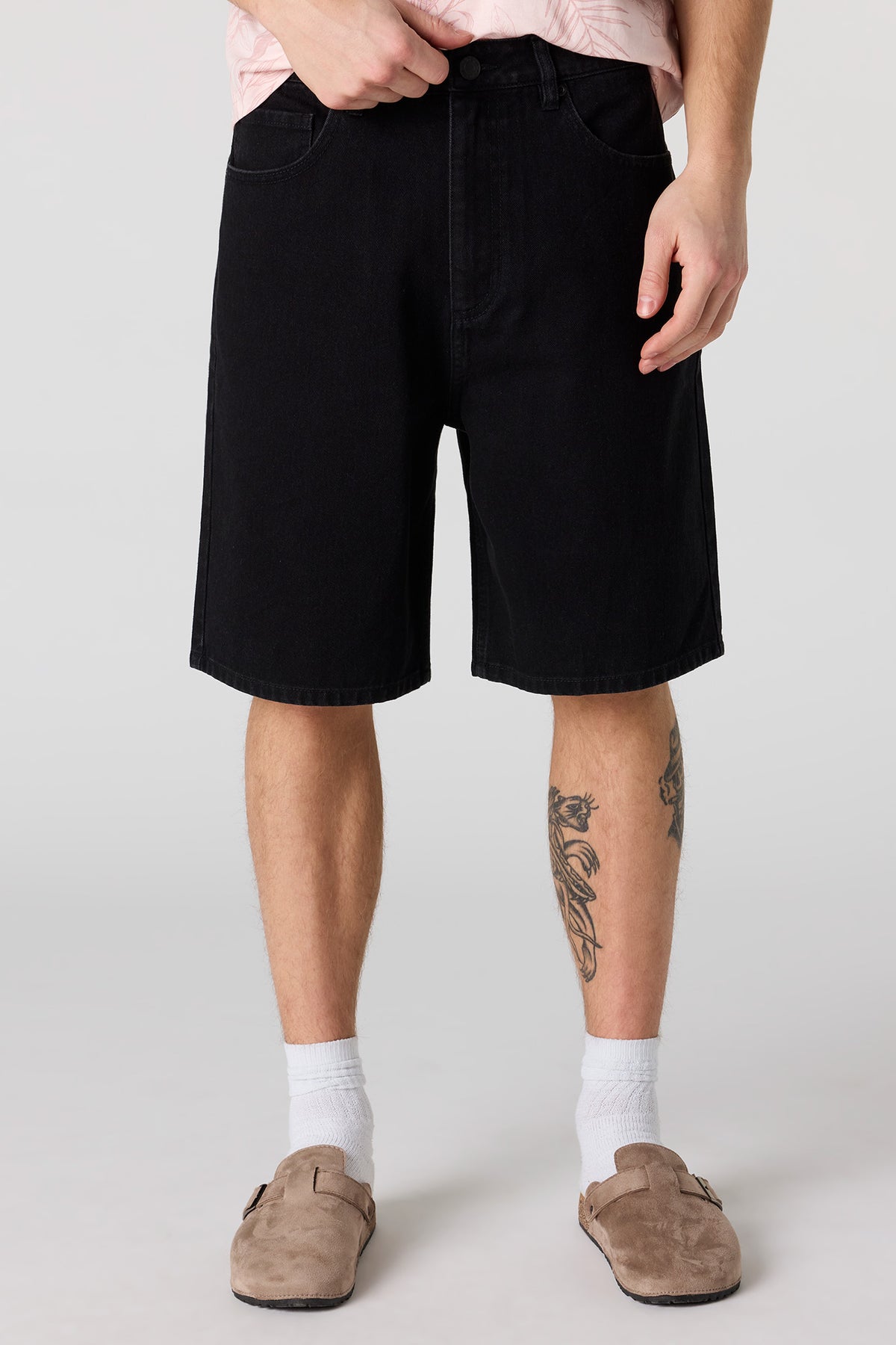 Baggy Black Denim Short - Black