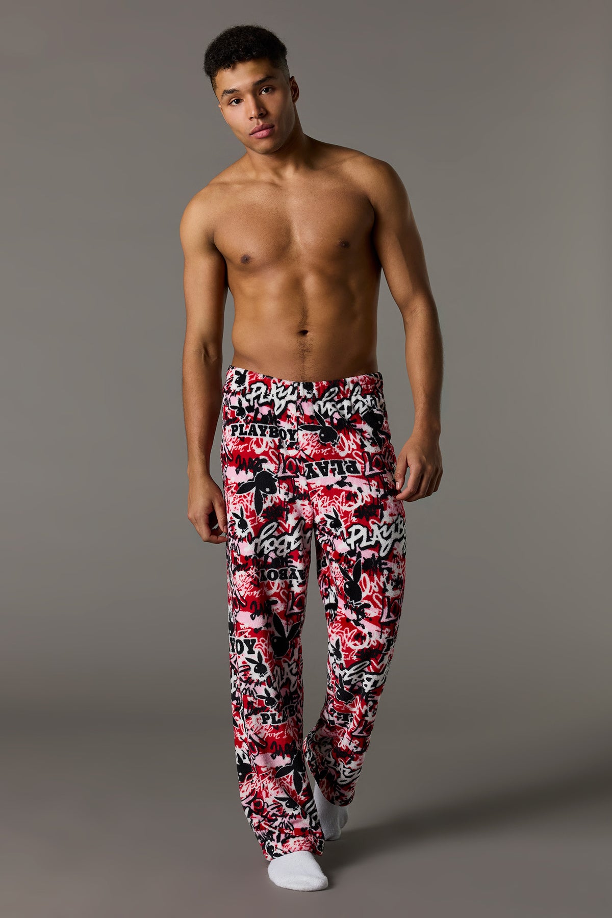Alt View 2. Playboy Printed Plush Pajama Pant - Red