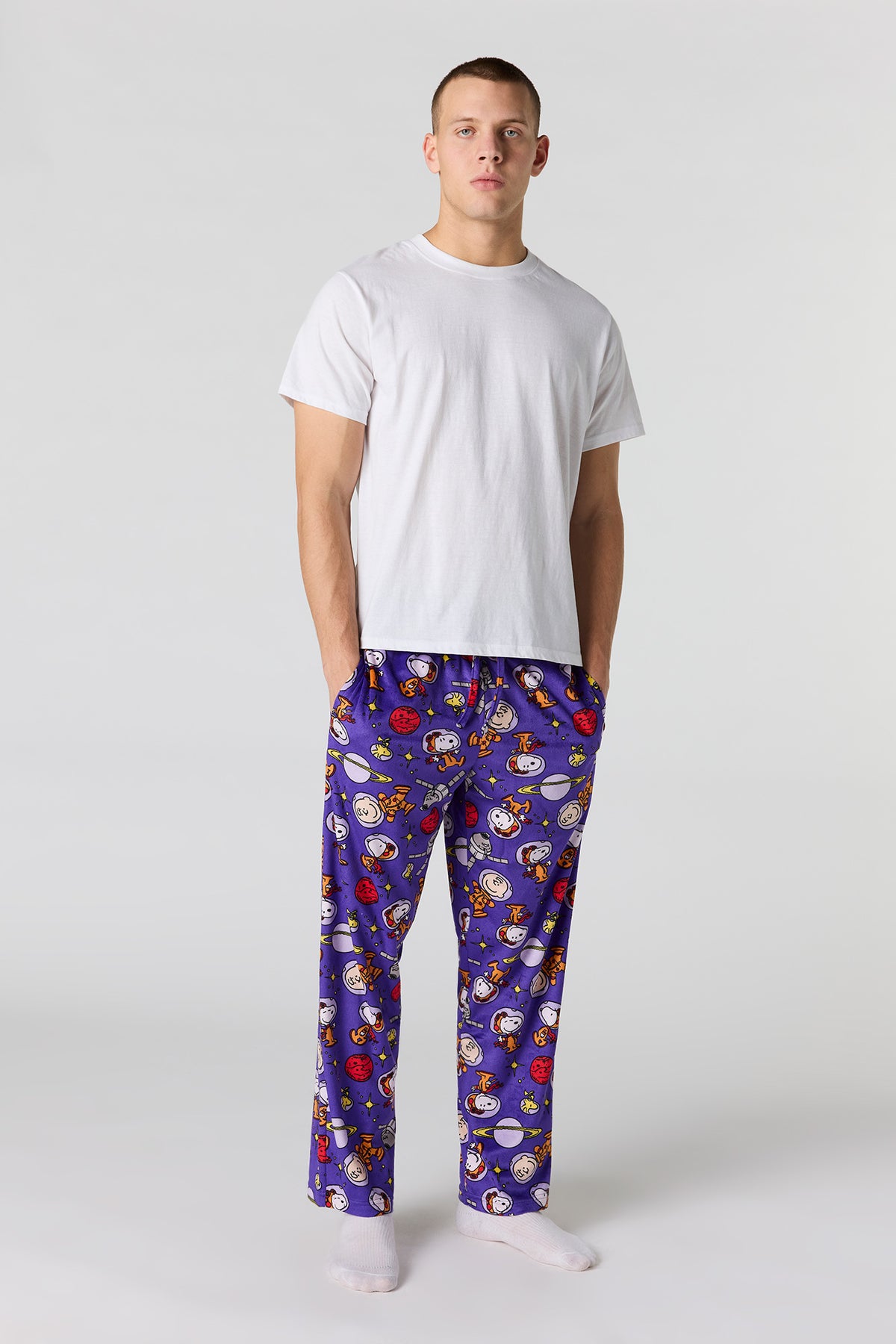 Alt View 2. Cartoon Print Plush Pajama Pant - Blue