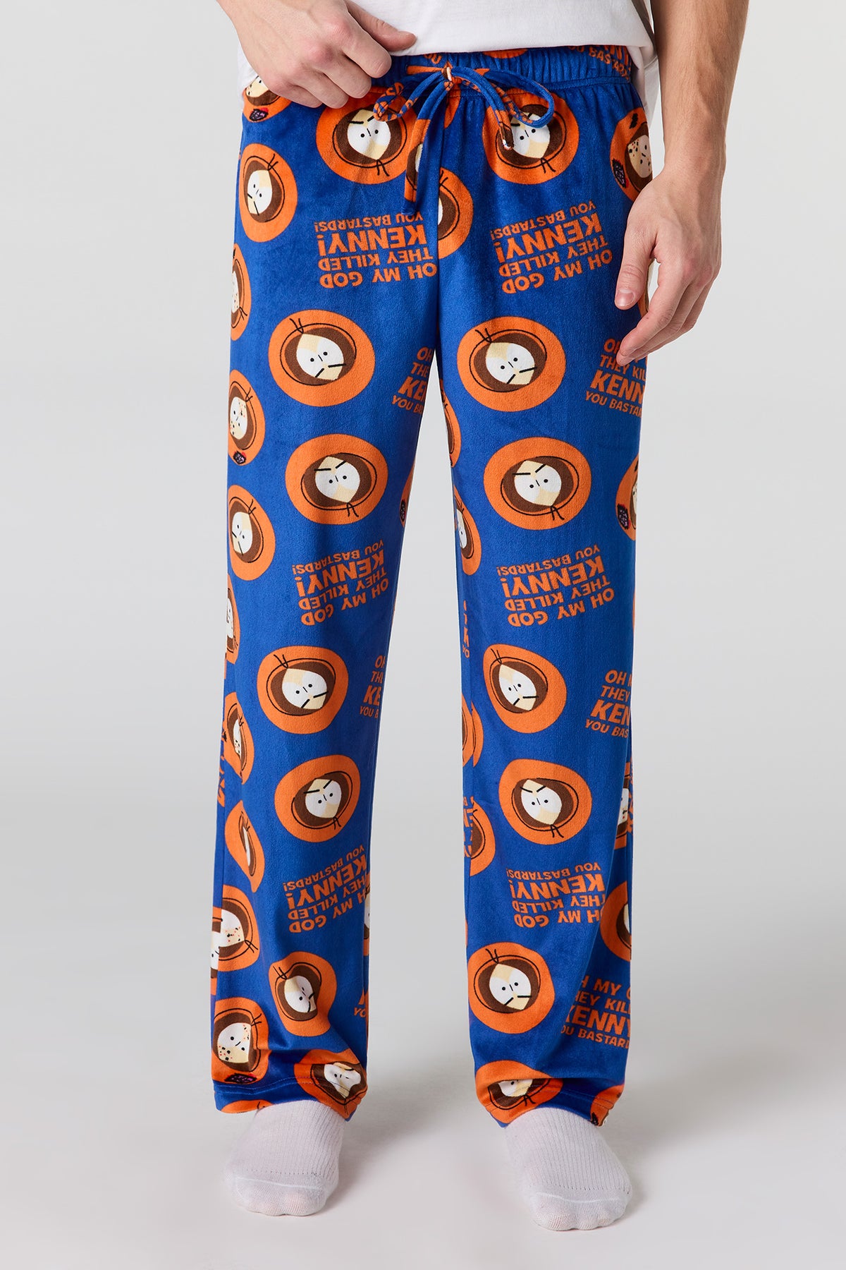 Cartoon Print Plush Pajama Pant - Navy