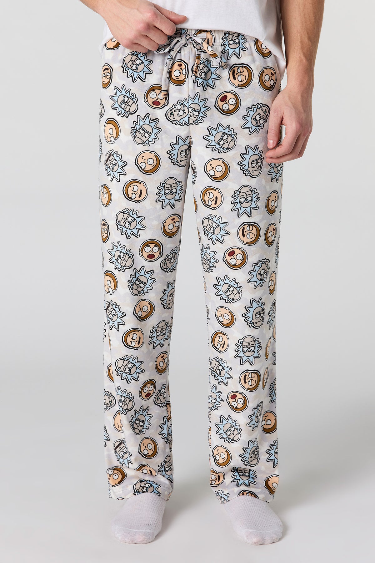 Cartoon Print Plush Pajama Pant - Camouflage