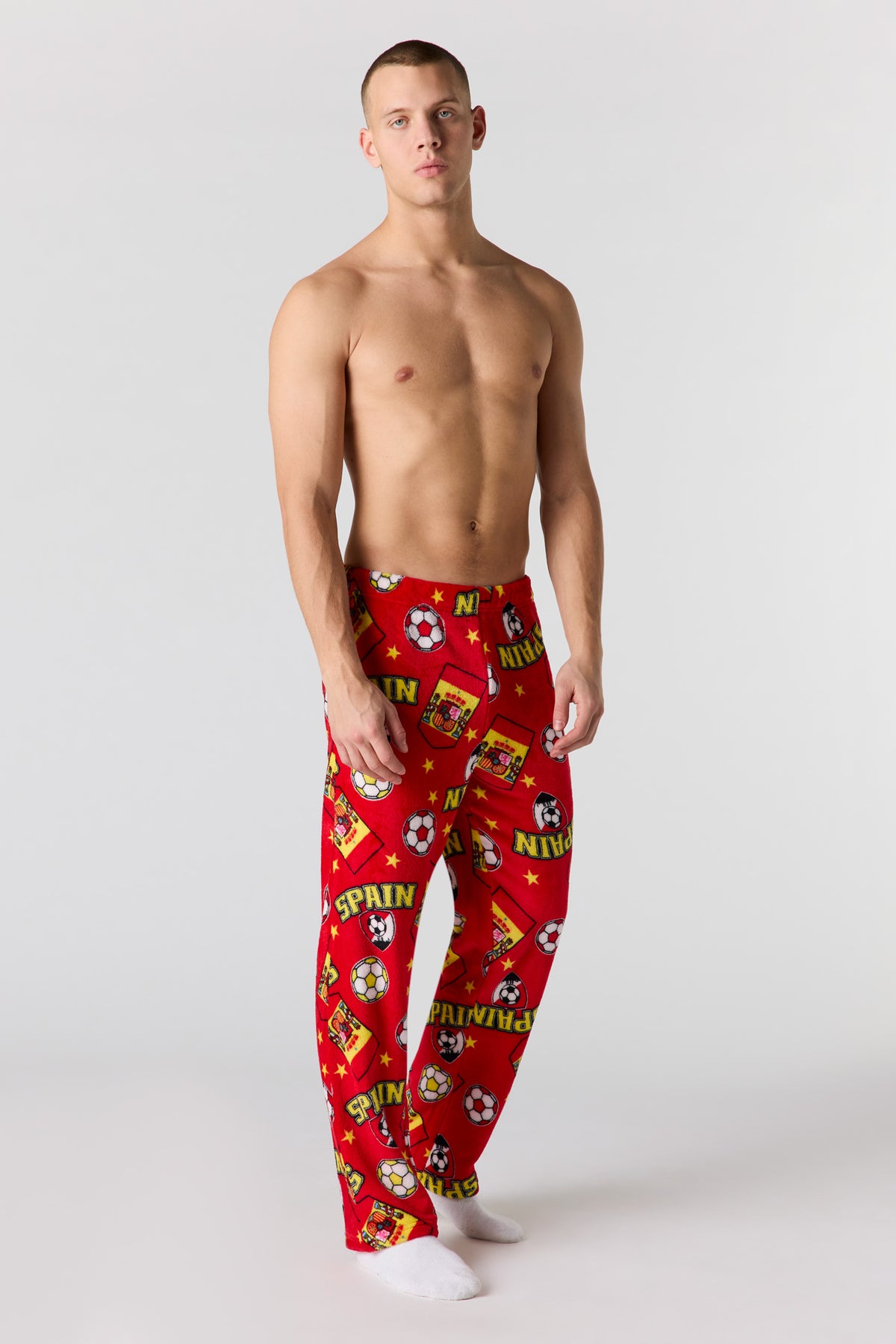 Alt View 2. Spain Print Plush Pajama Pant - Dark Red