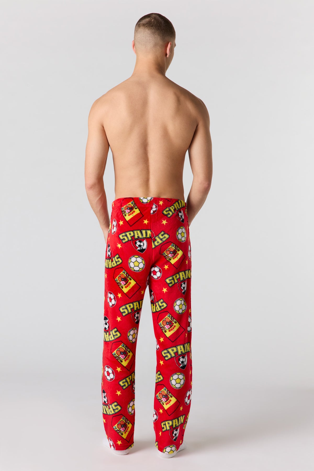 Alt View 3. Spain Print Plush Pajama Pant - Dark Red