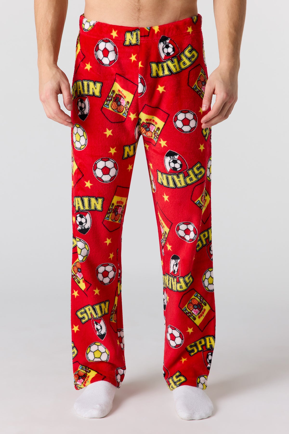 Spain Print Plush Pajama Pant - Dark Red